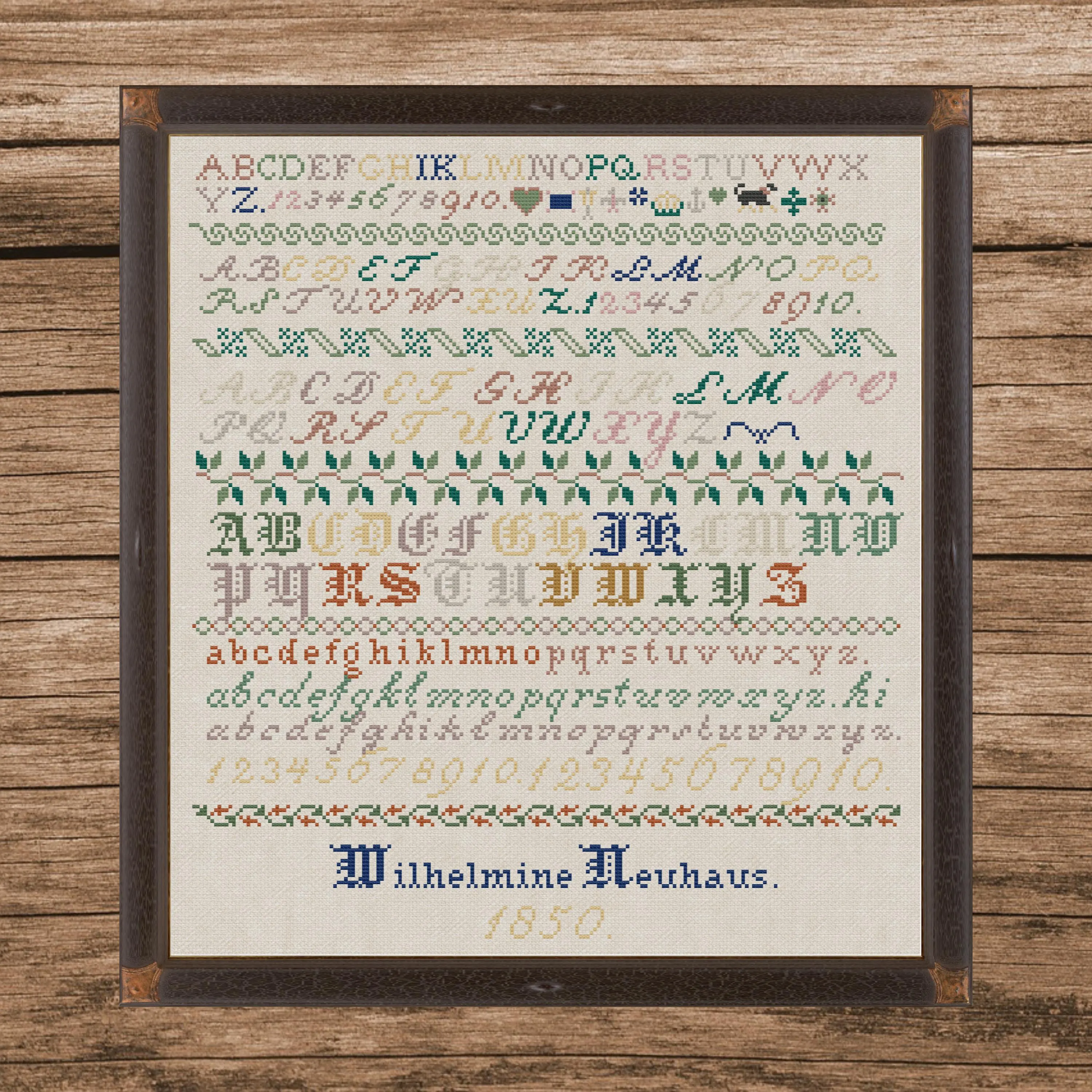 German Sampler 1850 | Counted Cross Stitch Pattern | Antique Sampler | Instant download| PDF| Pattern Keeper| Cross Stitch Saga