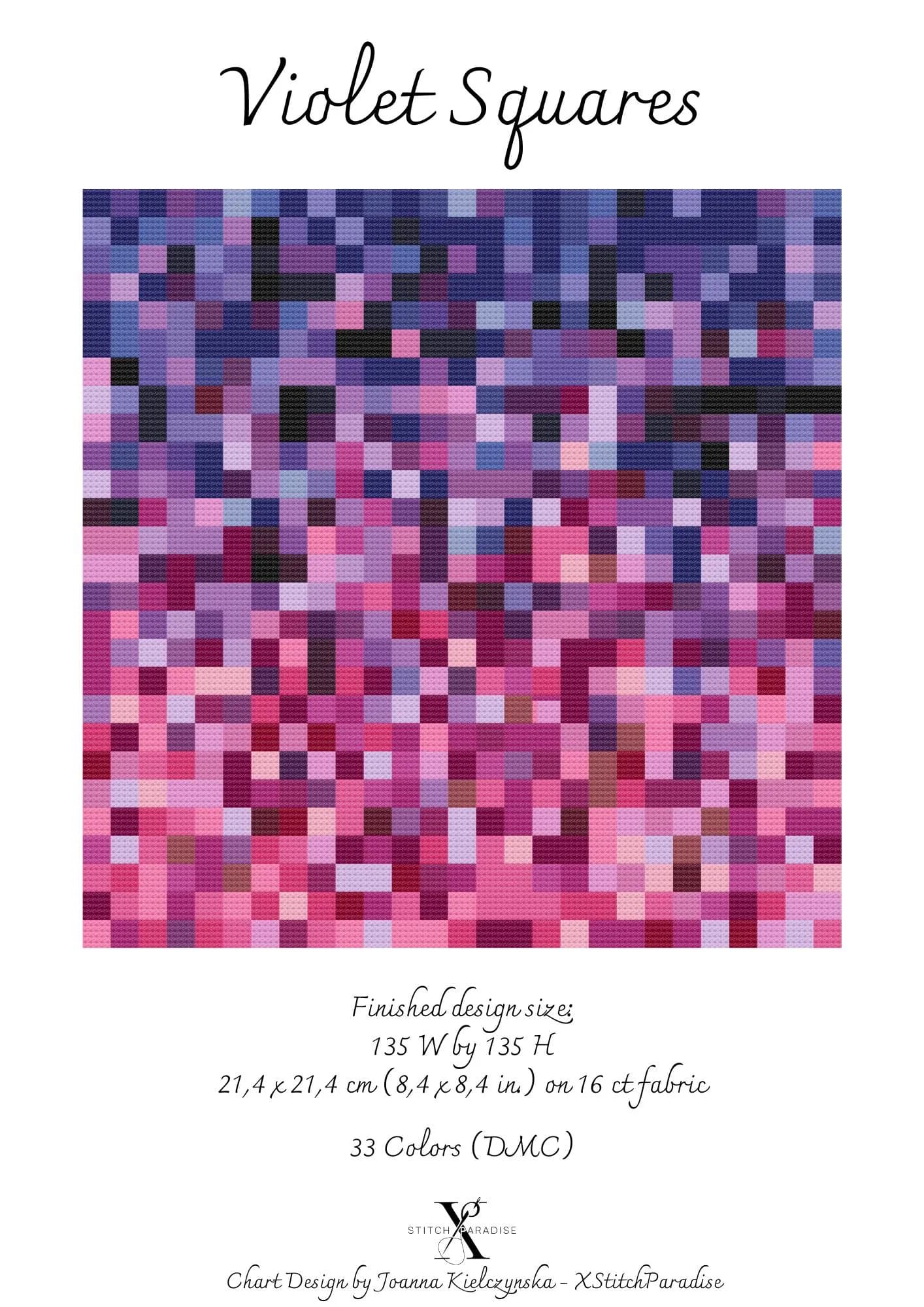 Violet Squares Cross Stitch Pattern | Modern Pixel Art (PDF Download) - image 4