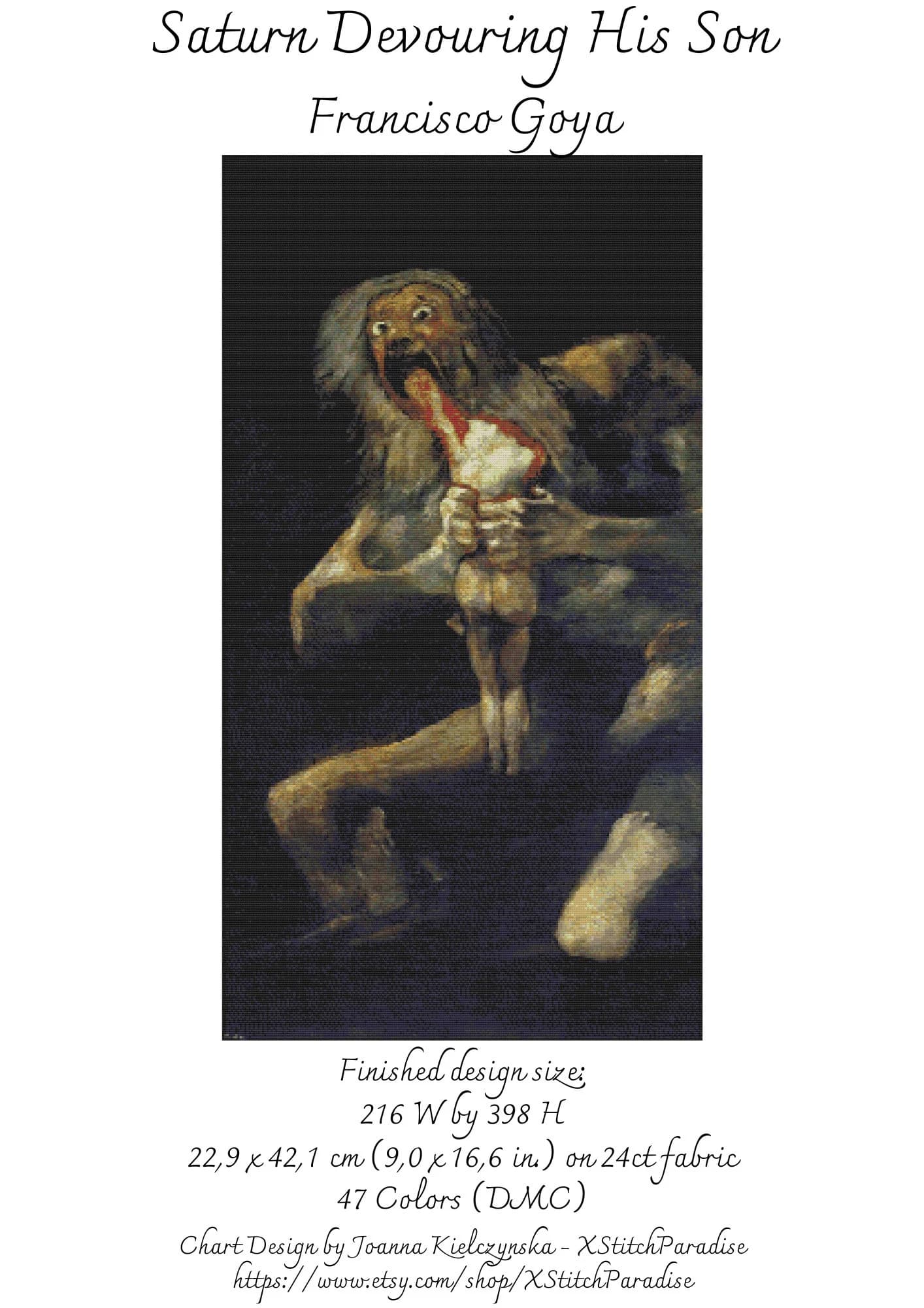 Saturn Devouring His Son Cross Stitch Pattern | Goya Painting (PDF) - image 5