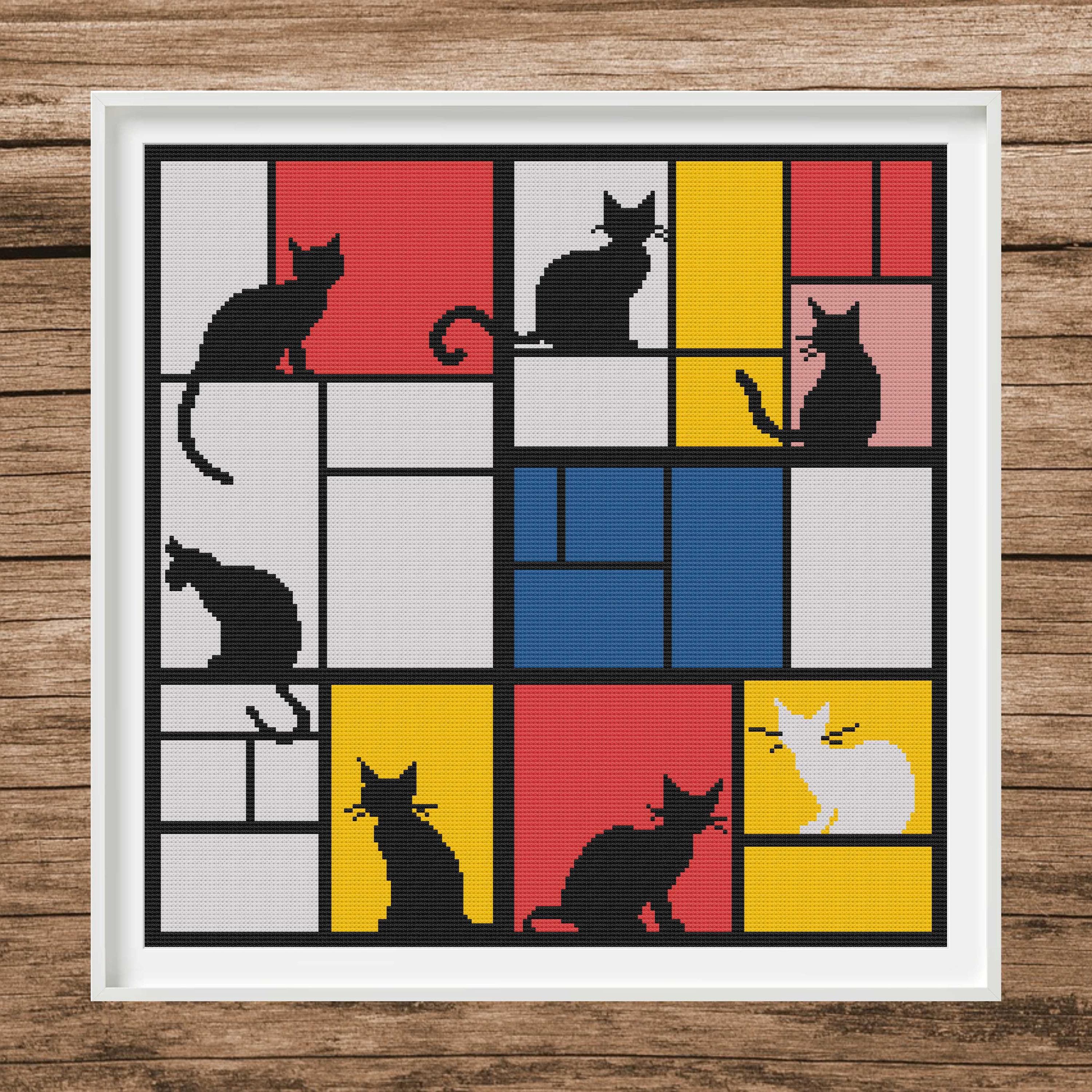 Mondrian's Cat | Counted Cross Stitch Pattern | Animals | Instant download | PDF | Pattern Keeper | Saga