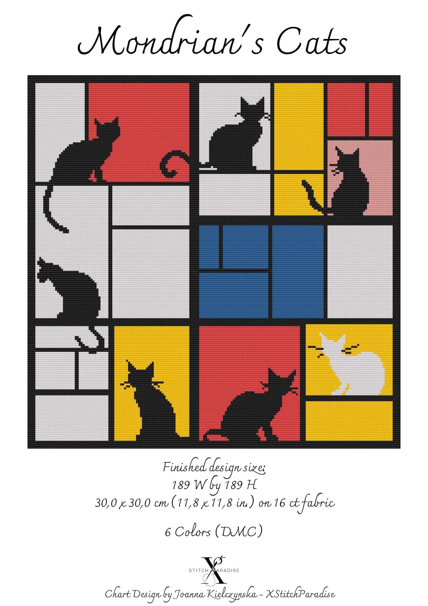 Mondrian's Cat | Counted Cross Stitch Pattern | Animals | Instant download | PDF | Pattern Keeper | Saga - image 4