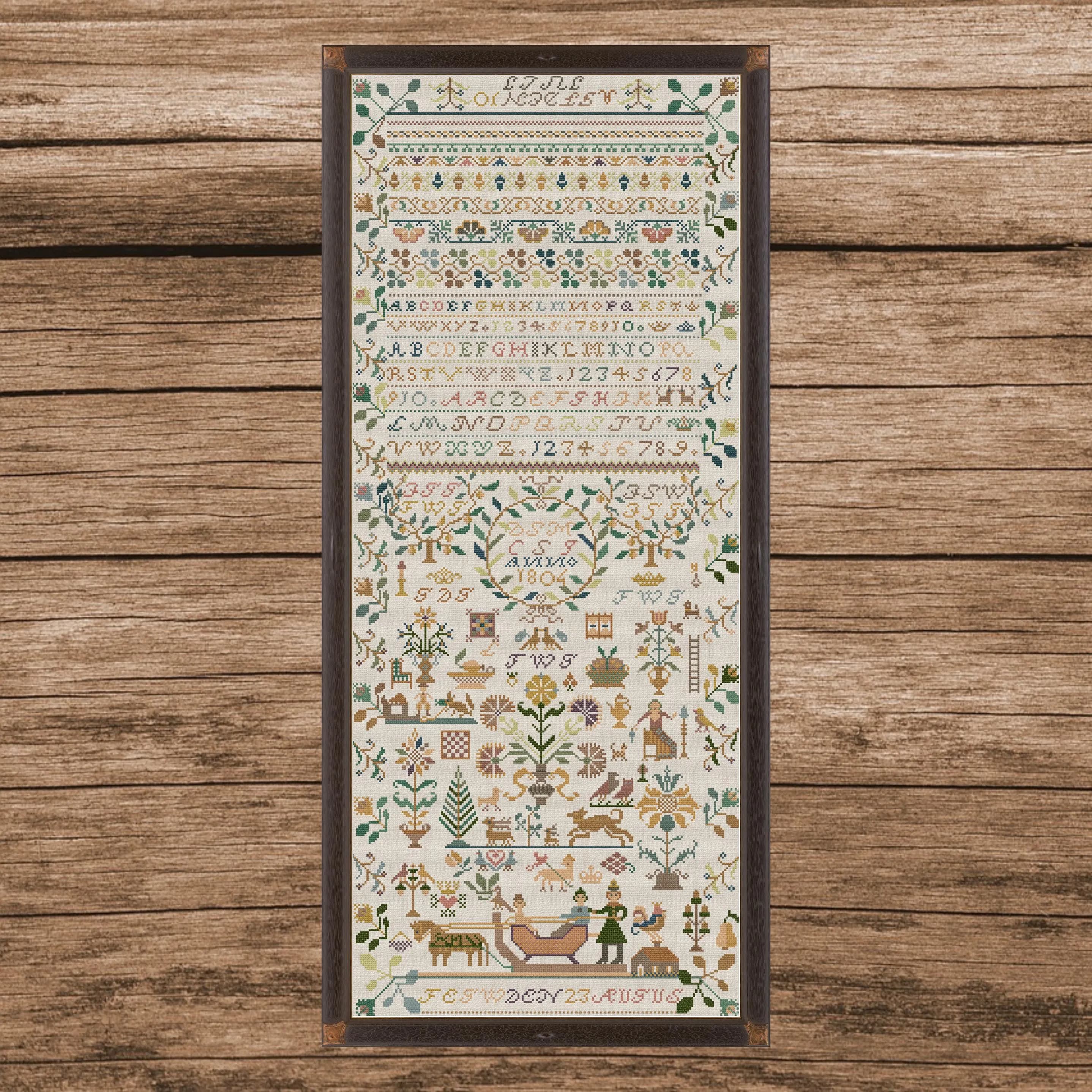 German Sampler 1806 Antique Reproduction Cross Stitch Pattern, Historical Folk Art Embroidery, PDF Chart, Pattern Keeper & Saga Ready