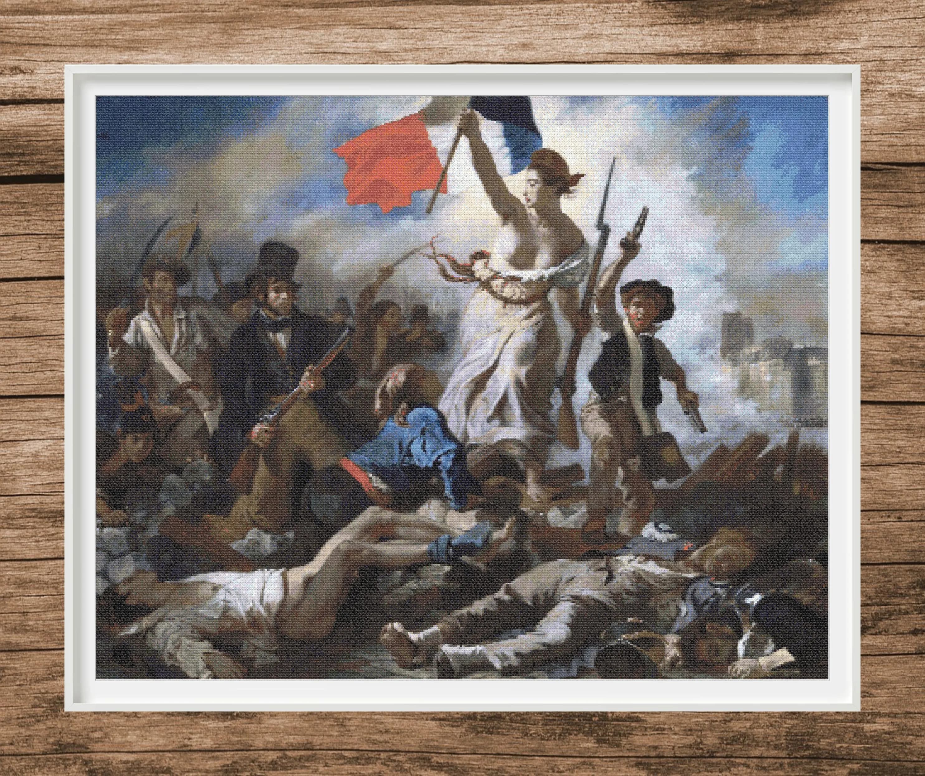 Liberty Leading the People Cross Stitch Pattern | Delacroix Famous Painting (PDF Download, Pattern Keeper Compatible)
