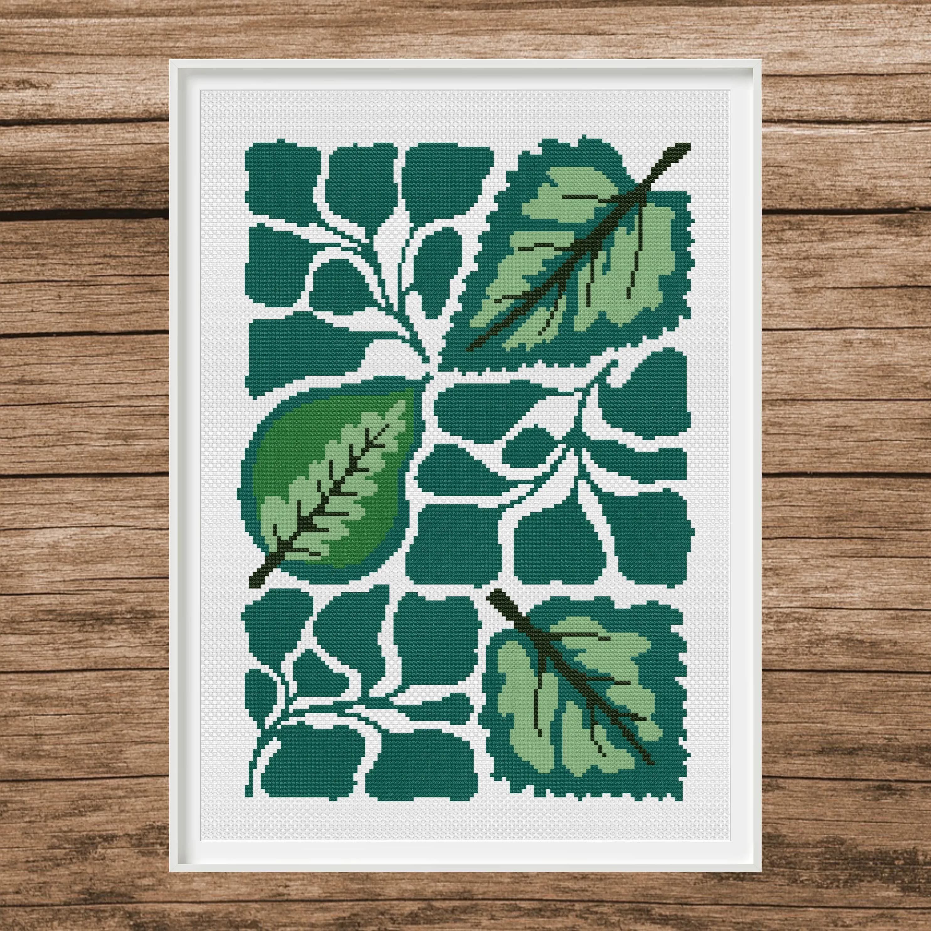 Jungle Floral Cross Stitch Pattern Set | Tropical Leaves (PDF Pattern) - image 3