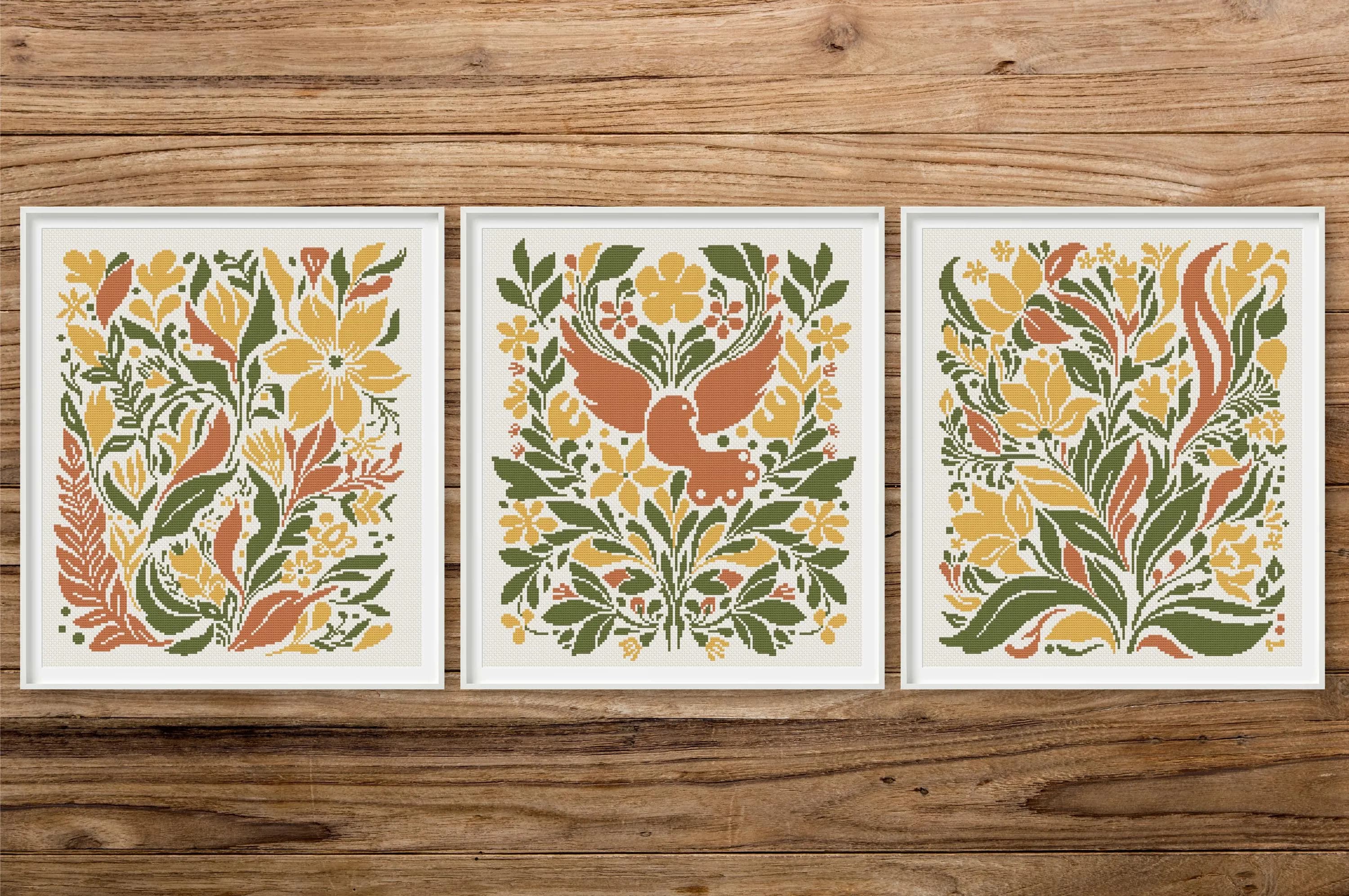 Boho Floral Cross Stitch Pattern Set | Sampler (PDF Download)