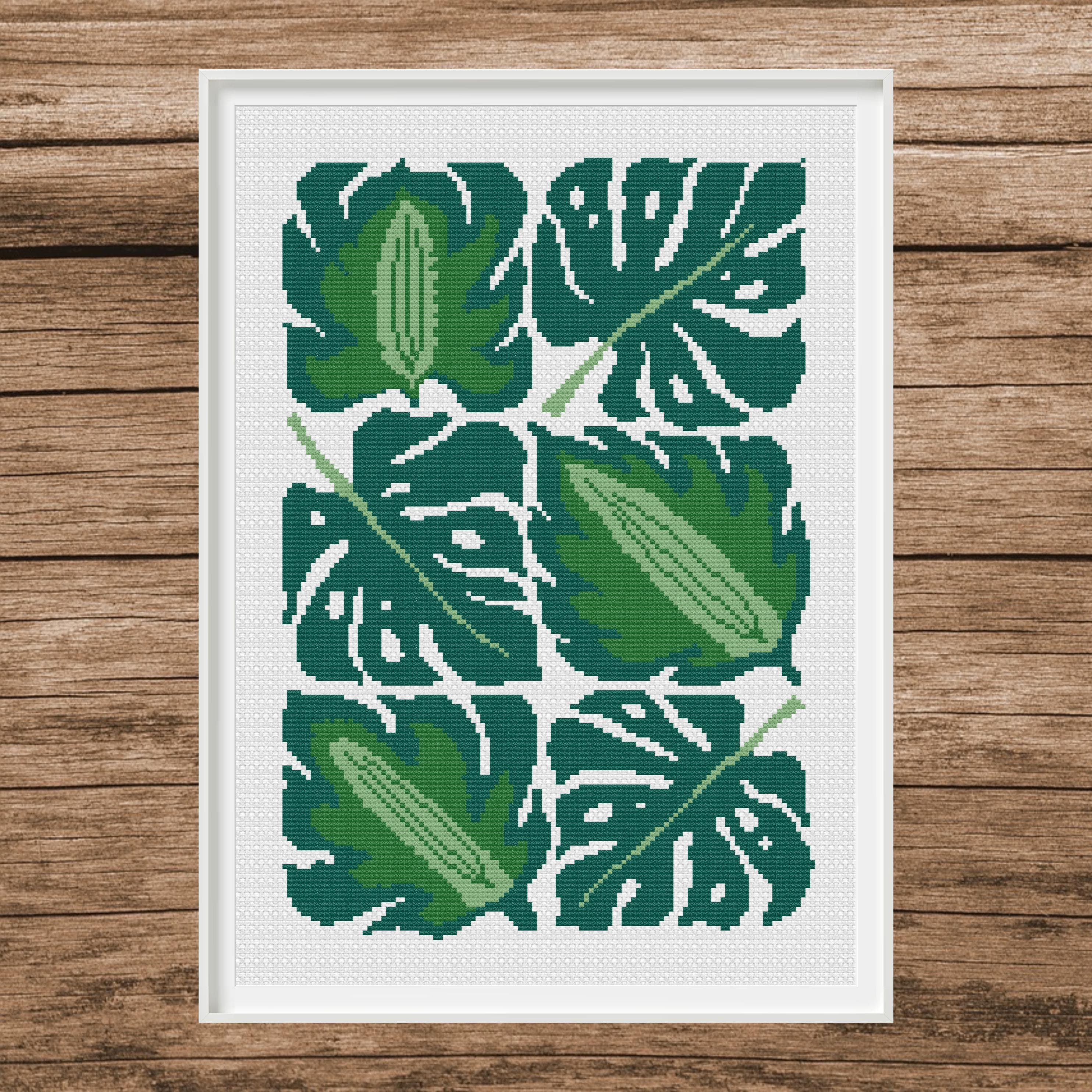 Jungle Floral Cross Stitch Pattern Set | Tropical Leaves (PDF) - image 4