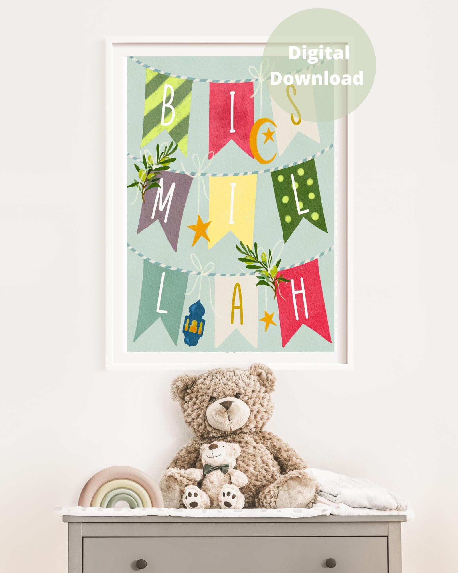 Islamic Children's Wall Art | Bismillah Bunting Printable | Muslim Nursery Home Decor | Instant Digital Download - image 4