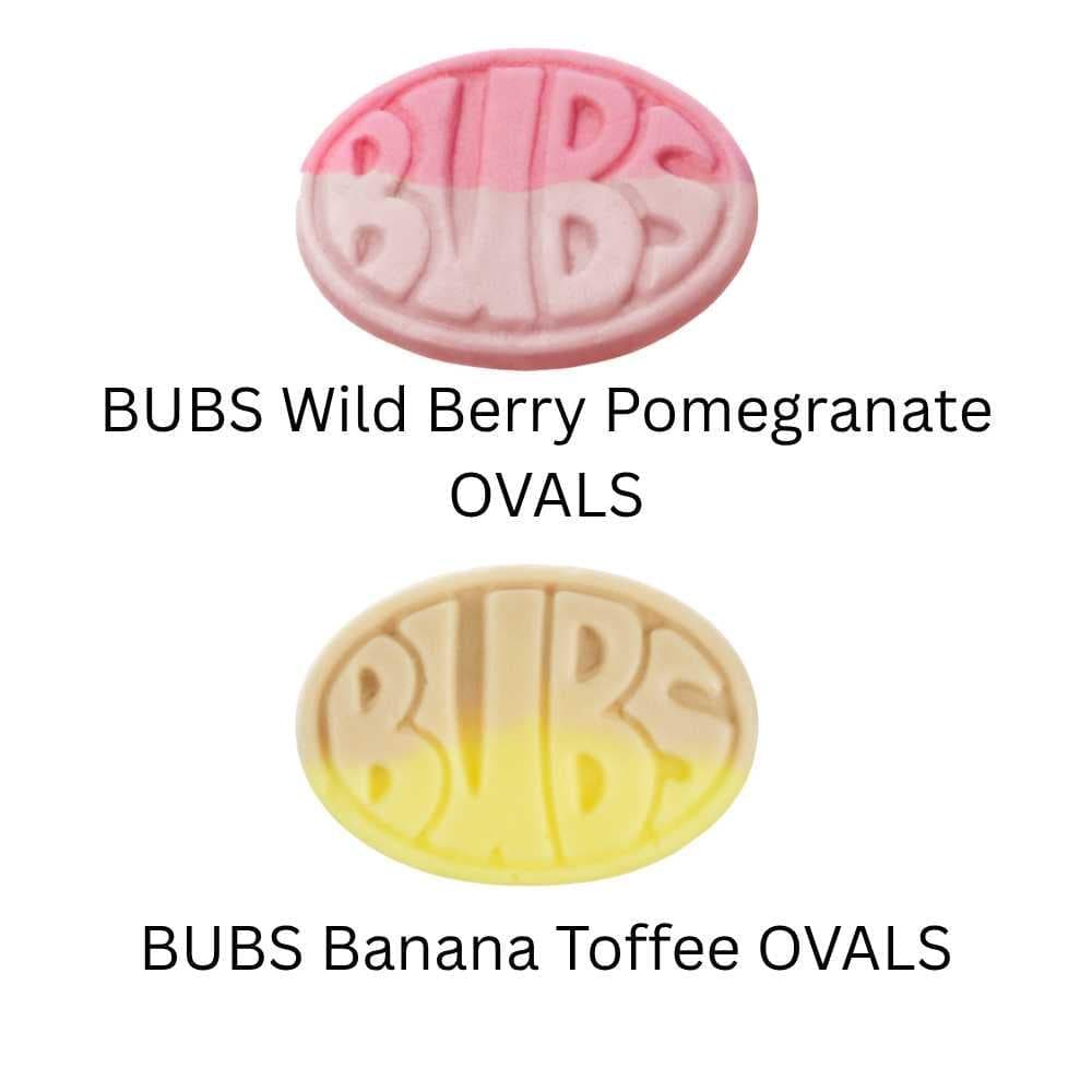 BUBS Ovals Banana Toffee & Wild Strawberry-Pomegranate | Swedish Candy – Mixed Swedish Candy Plate 1/2 lbs/227g