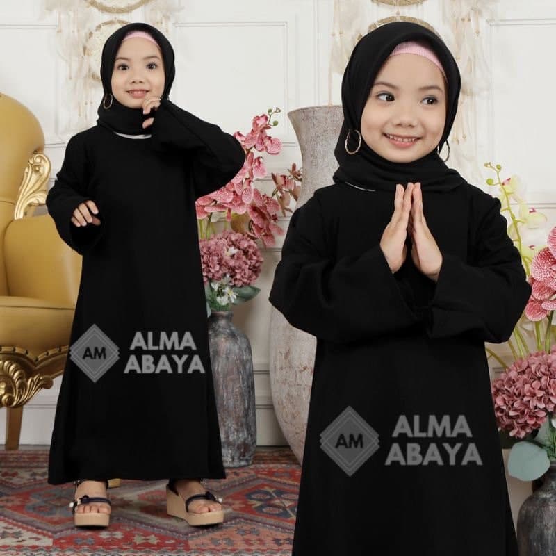 PLAIN Black baby girl abaya, Saudi baby girl abaya sets, Umrah baby girl abaya (abaya only)