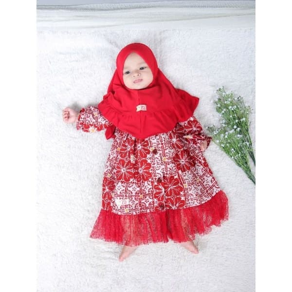 BATIK 0 - 3 months Baby abaya Sets Hijab, muslim baby hijab sets, baby muslim dress hijab - image 3