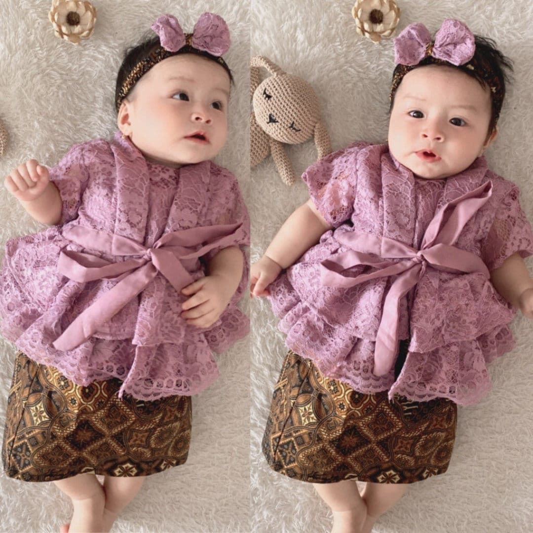 PRILLY 0-12 months baby Kebaya, Baby batik sets, baby Kebaya sets batik