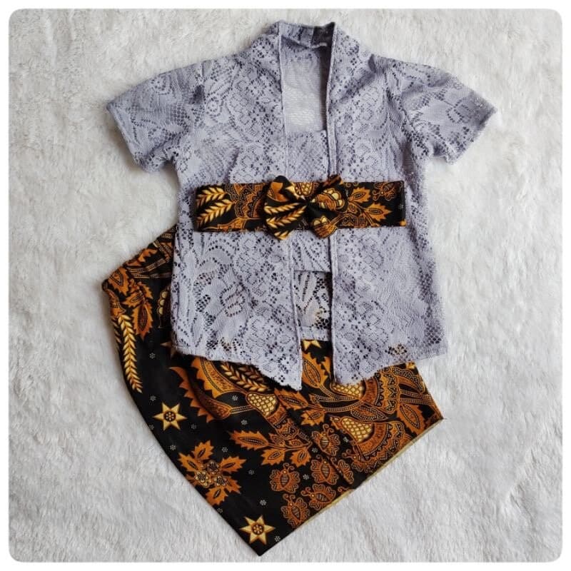 LACE KUTUBARU 0- 2.5years baby Kebaya, Baby kebaya sets LONG batik  skirts, baby Kebaya sets batik skirts - image 5