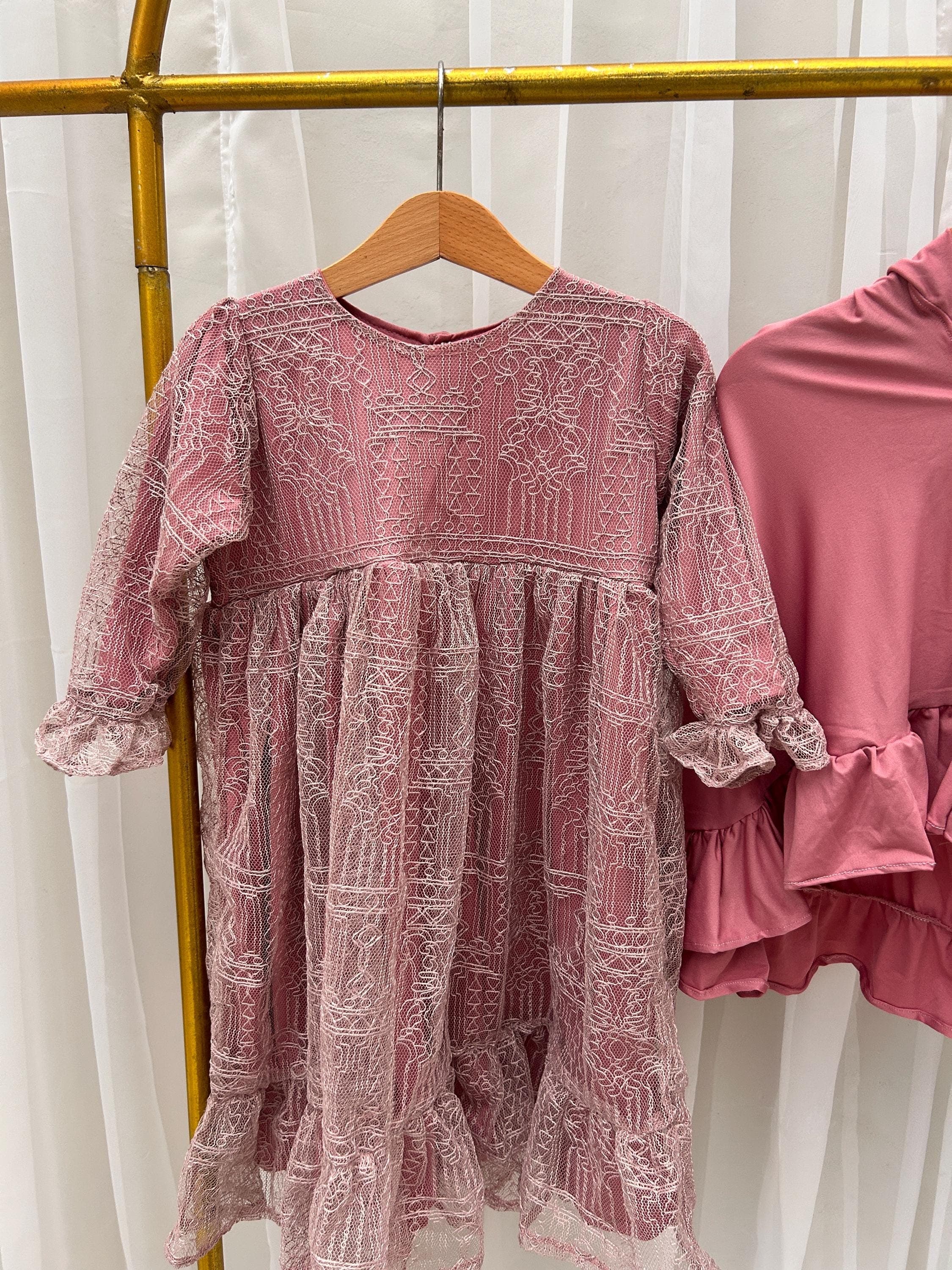 Baby Girl Brocade Dress and Hijab Set, 12-24 Months, Formal Occasion Wear - image 4