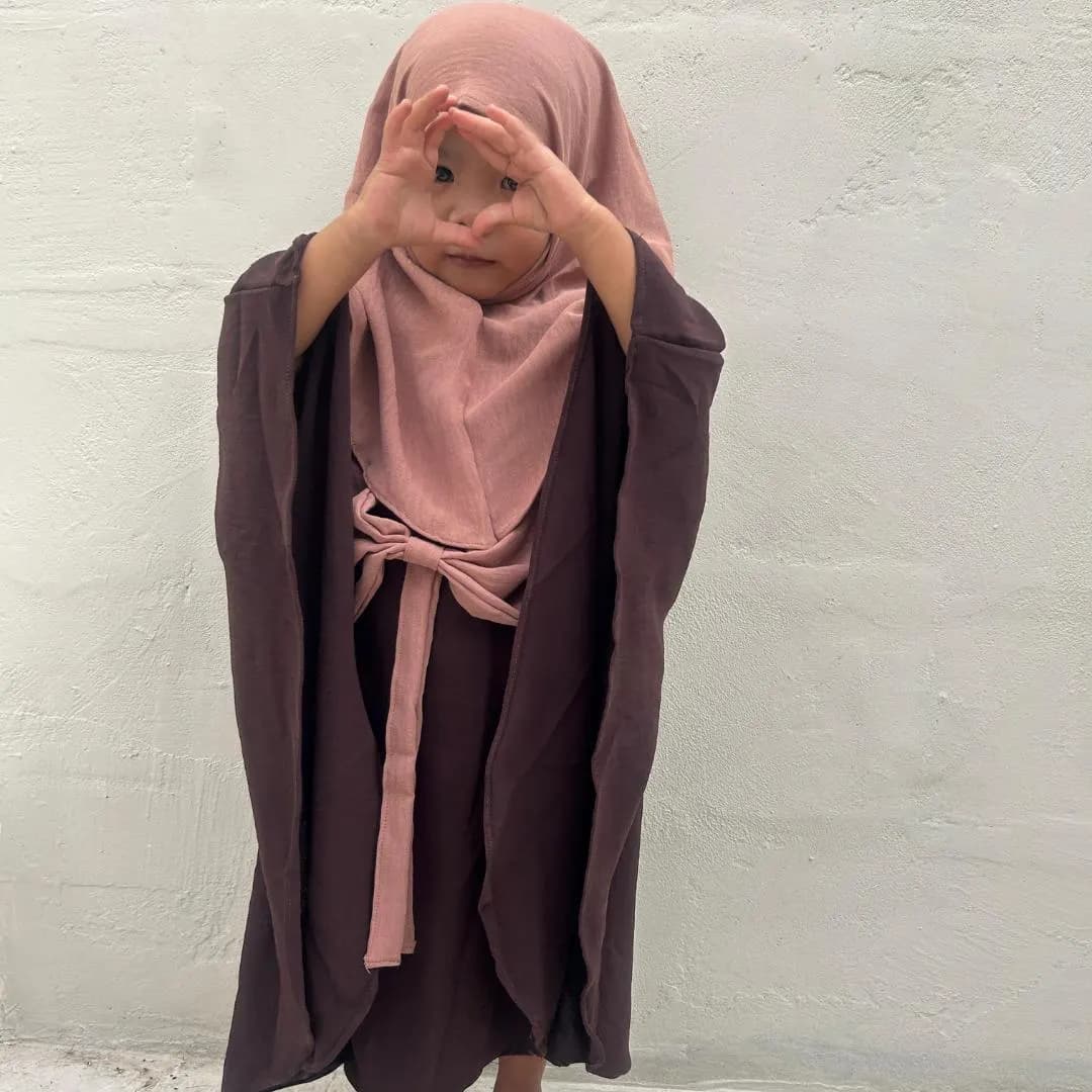 HASNA KAFTAN Brown 0 - 2 years old Batwing Baby Abaya Set, Modest Muslim Autumn Outfit - image 5