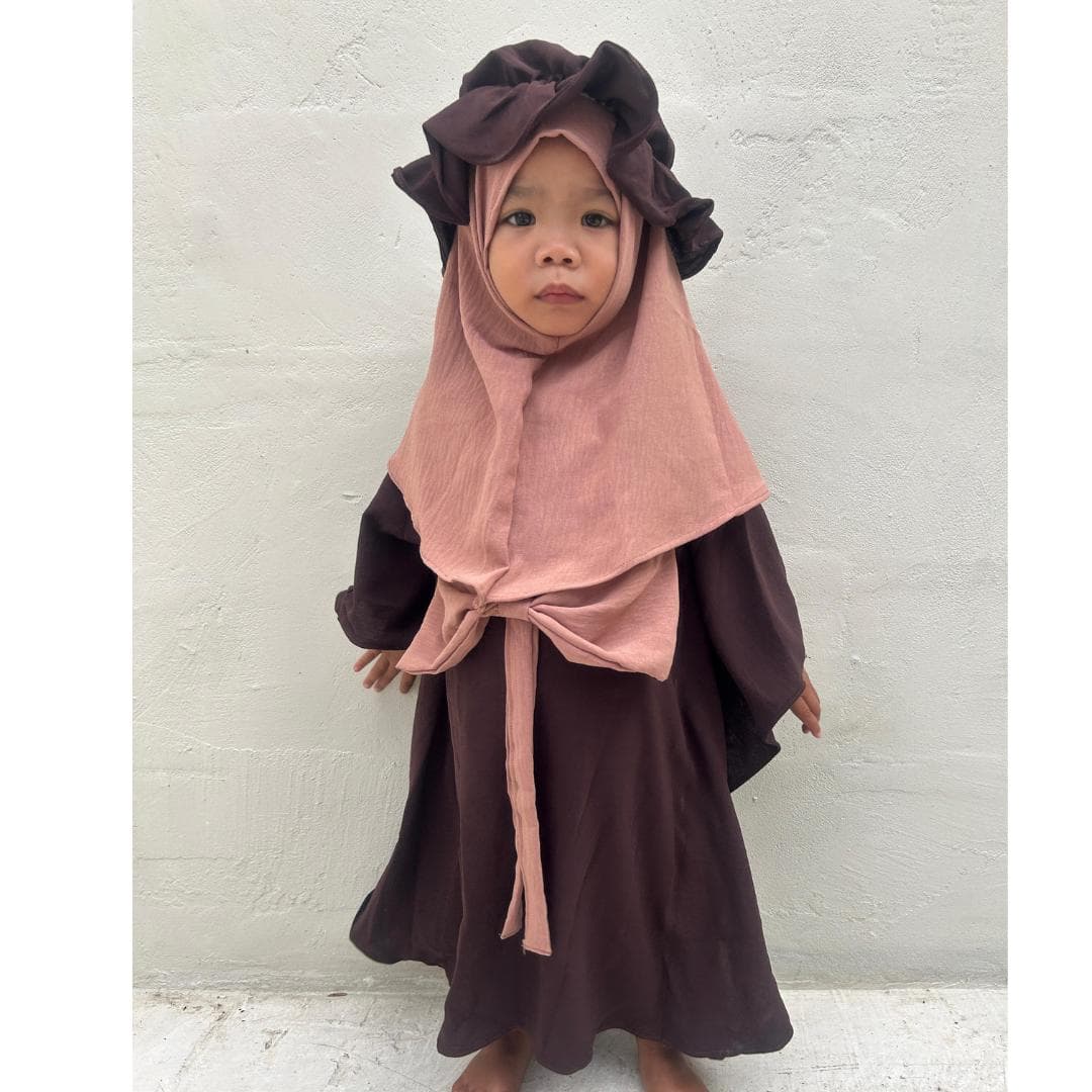 HASNA KAFTAN Brown 0 - 2 years old Batwing Baby Abaya Set, Modest Muslim Autumn Outfit - image 4