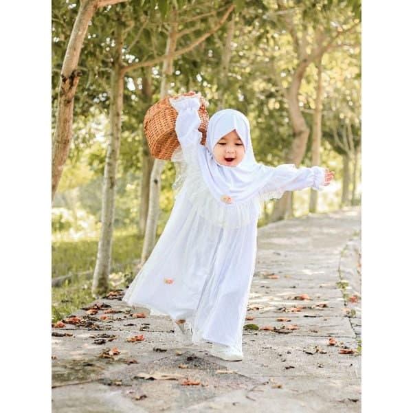 TILLE 4-12 months Baby abaya Sets Hijab, muslim baby hijab sets, baby dress hijab wedding