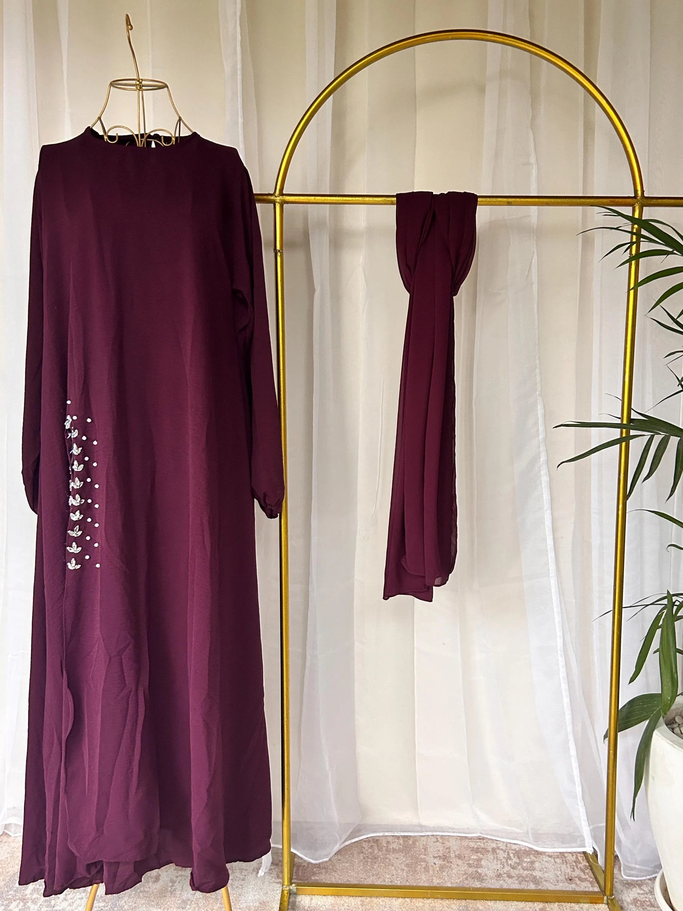 SAFA Burgundy Me & Mommy Hijab Set Luxury Matching Skirt, Top and Hijab Outfit - image 5