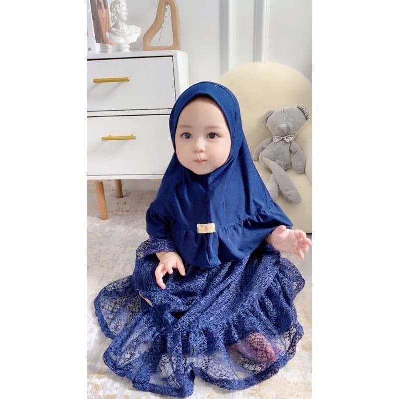 IVORY 4-12 months Baby abaya Sets Hijab, muslim baby hijab sets, baby dress hijab wedding - image 5