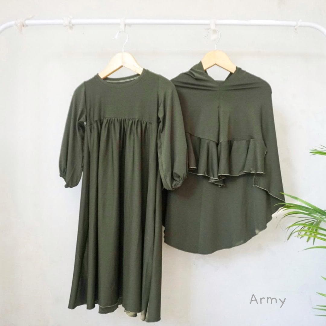 PART 2 Halwa Baby Girl Abaya Set with Ruffled Hijab – Muslim Toddler Eid Outfit 0-5 Years - image 3