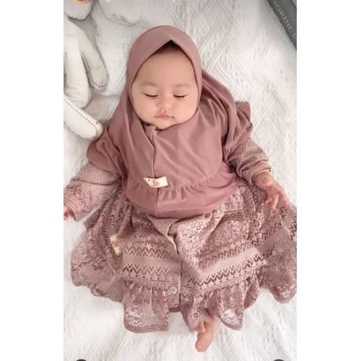 BROCADE 4 -12 months Baby abaya Sets Hijab, muslim baby hijab sets, baby dress hijab wedding - image 4