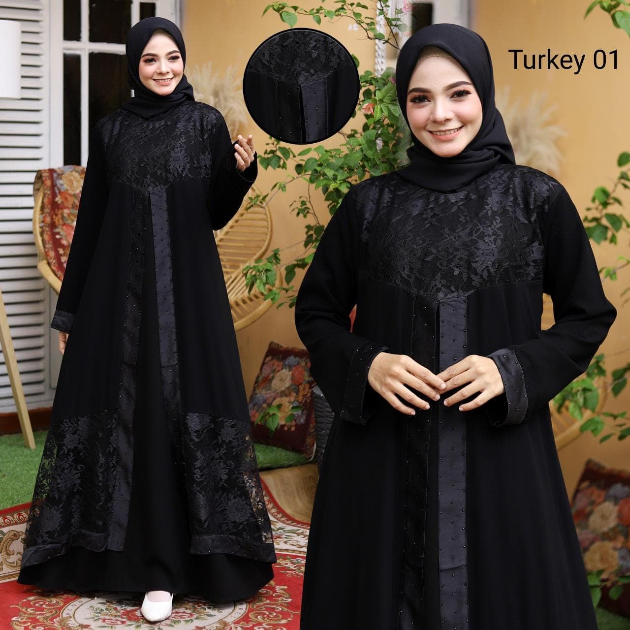 Mommy and Me Black Lace Abaya Set | Matching Mother Daughter Eid and Ramadan Dress - image 5
