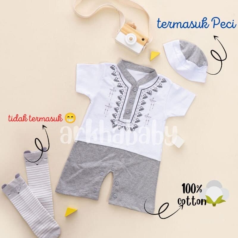 0 - 12 months Baby boy muslim romper sets, muslim baby boy outfit - image 4