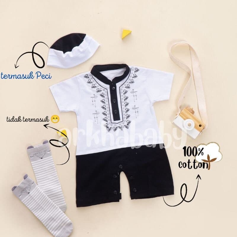 0 - 12 months Baby boy muslim romper sets, muslim baby boy outfit - image 3