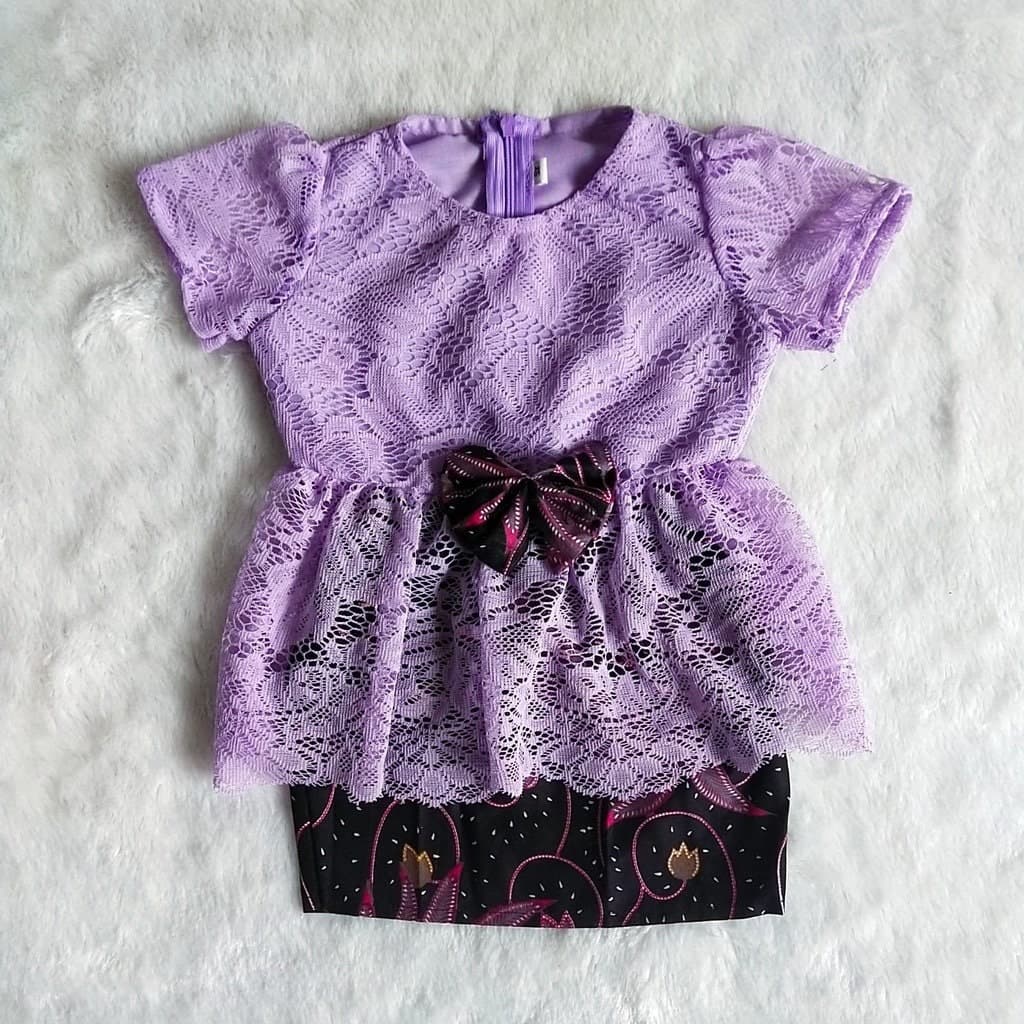 PEPLUM 0-18 months baby Kebaya, baby Kebaya sets SHORT batik skirt, Baby batik sets - image 5