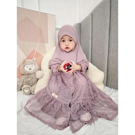 IVORY 4-12 months Baby abaya Sets Hijab, muslim baby hijab sets, baby dress hijab wedding - image 4