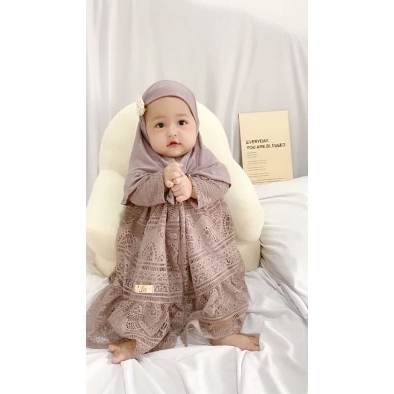 BROCADE 4 -12 months Baby abaya Sets Hijab, muslim baby hijab sets, baby dress hijab wedding - image 5