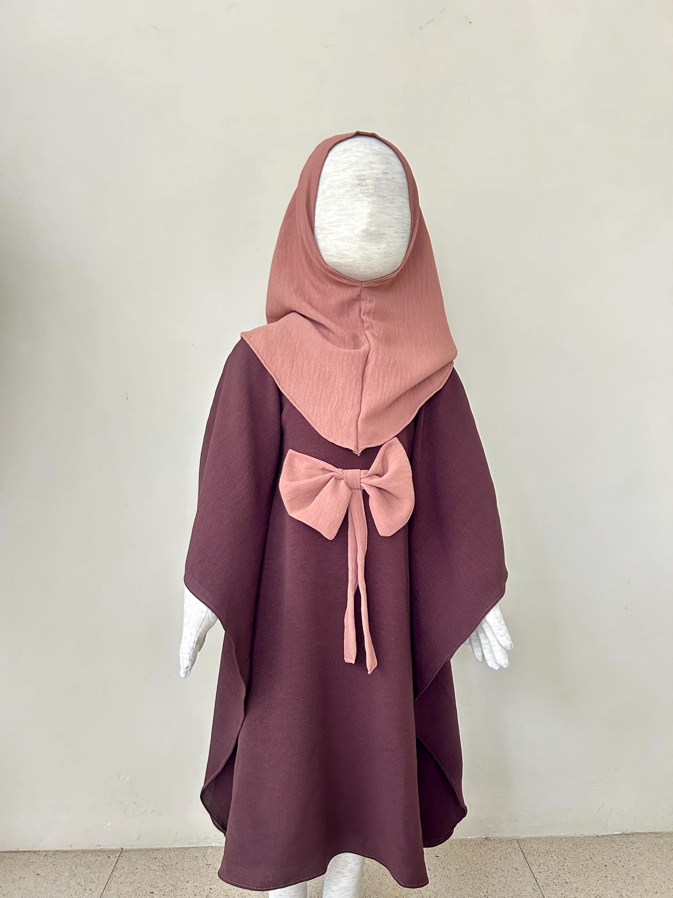 HASNA KAFTAN Brown 0 - 2 years old Batwing Baby Abaya Set, Modest Muslim Autumn Outfit - image 3