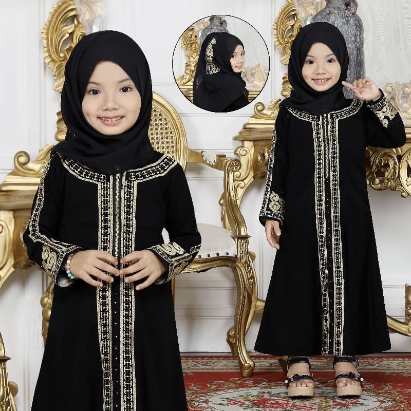 Innaya Matching Mommy & Me Black Abaya Set, Girls' Hijab Pashmina