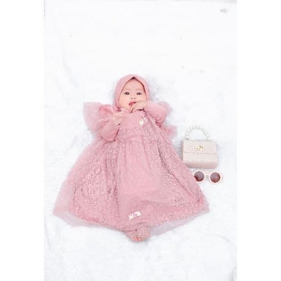 TILLE 4-12 months Baby abaya Sets Hijab, muslim baby hijab sets, baby dress hijab wedding - image 5