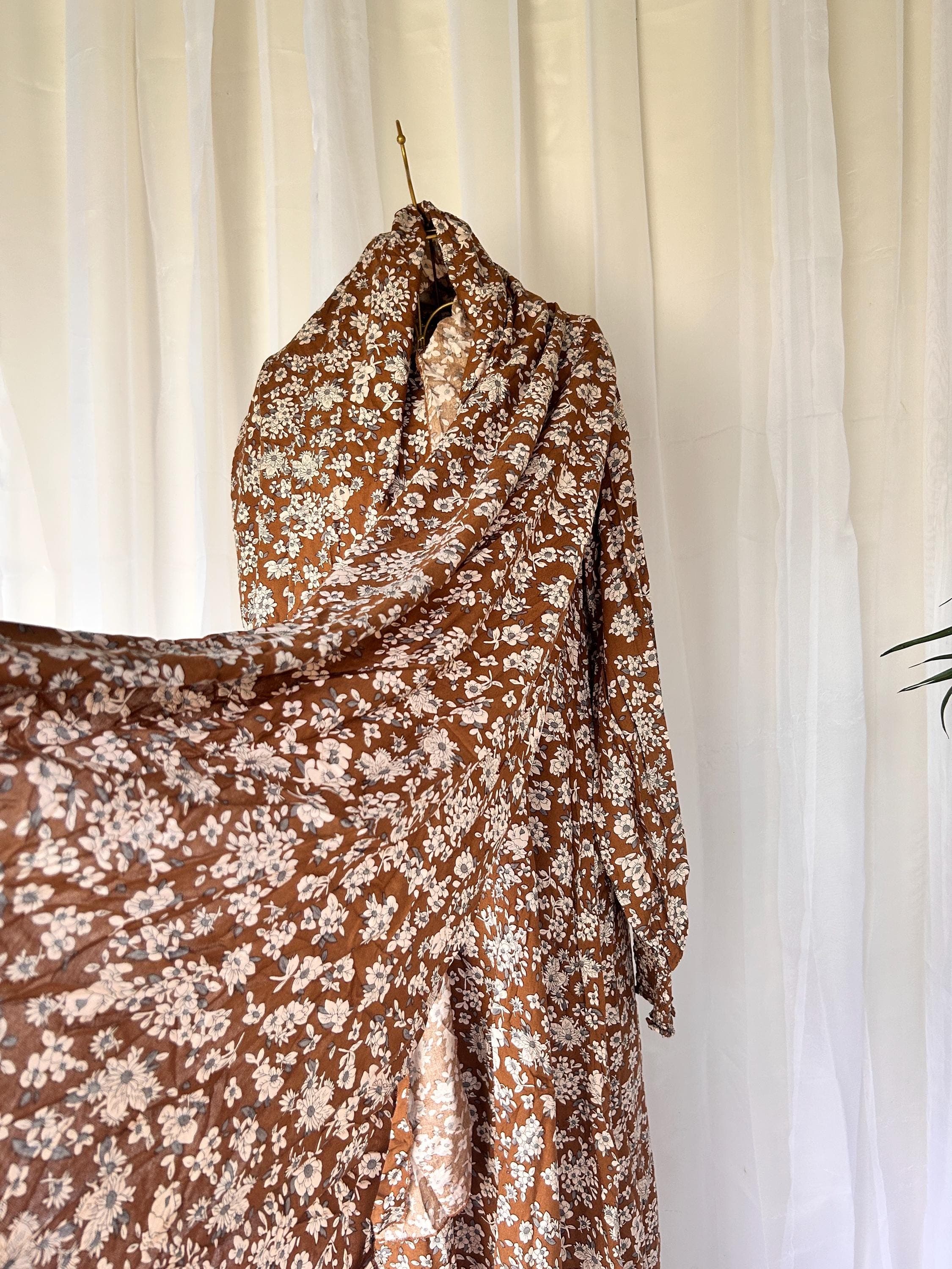 Earth Tone Floral Prayer Dress with Attached Hijab | Modest Muslim Prayer Wear - image 5