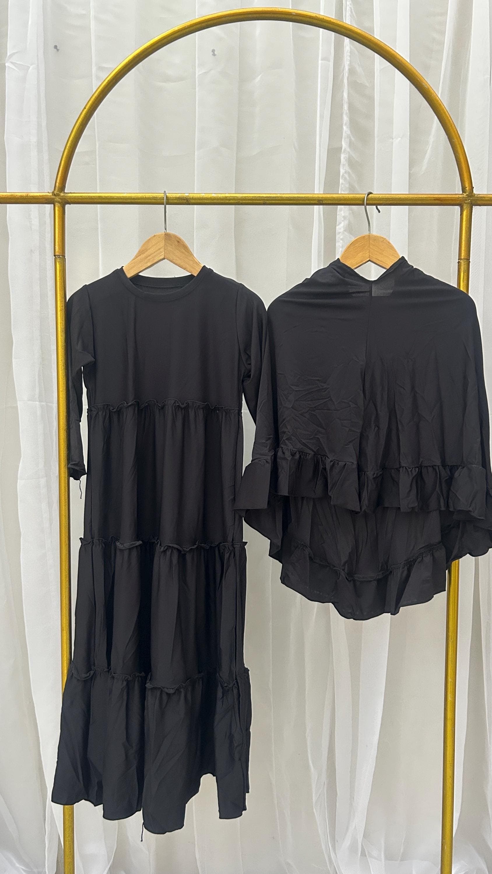 Baby Abaya Set with Ruffle Hijab, Muslim Girl Dress (0-5 Years) - image 5