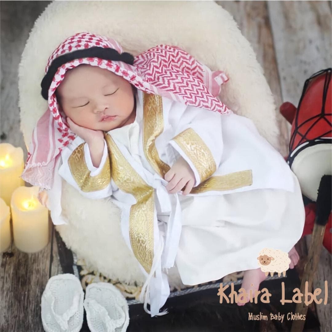 ASYKAR Baby Boy Thobe Set for Ramadan and Eid, Black Gold Outfit - image 5