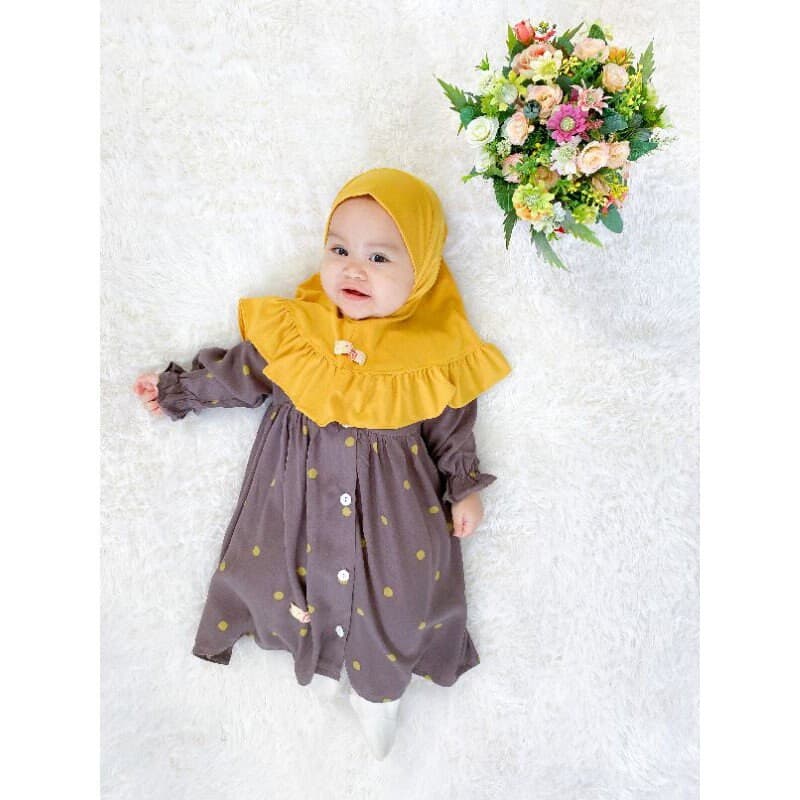 POLKA 0 - 3 months Baby abaya Sets Hijab, muslim baby hijab sets - image 5
