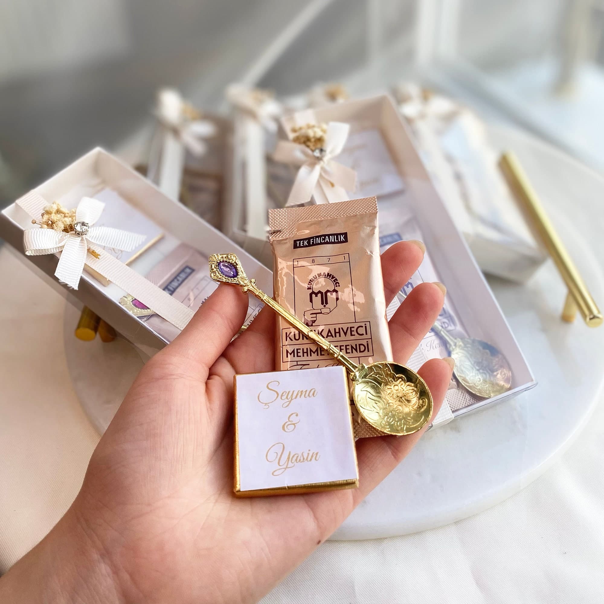 Turkish Coffee Gift Set – Personalized Wedding Gift, Chocolate, Coffee with Spoon and Gift, Bridal Party Gift, Special Gift Box - image 4