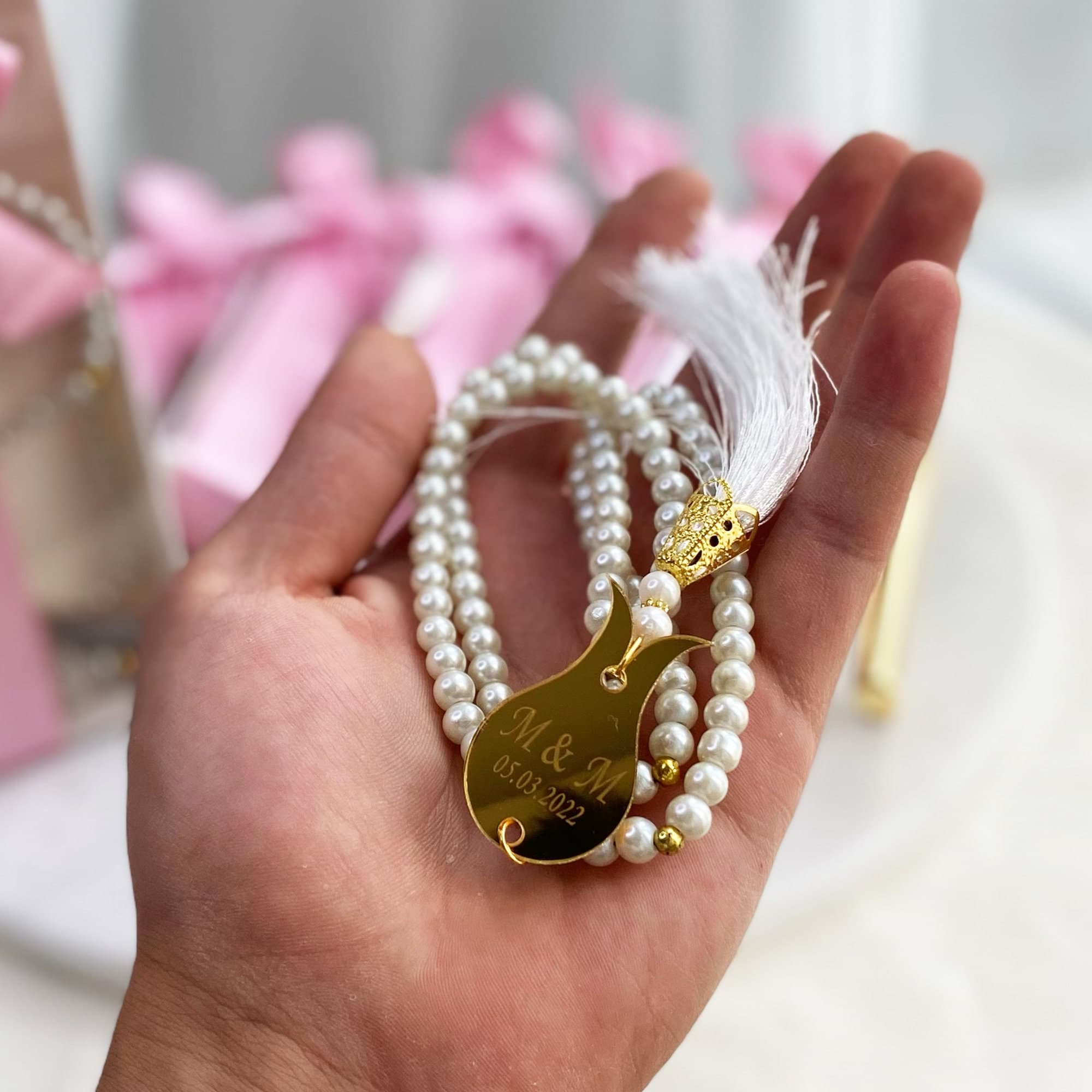 Personalized Pearl Rosary Favors | Muslim Wedding, Baby Shower - image 4