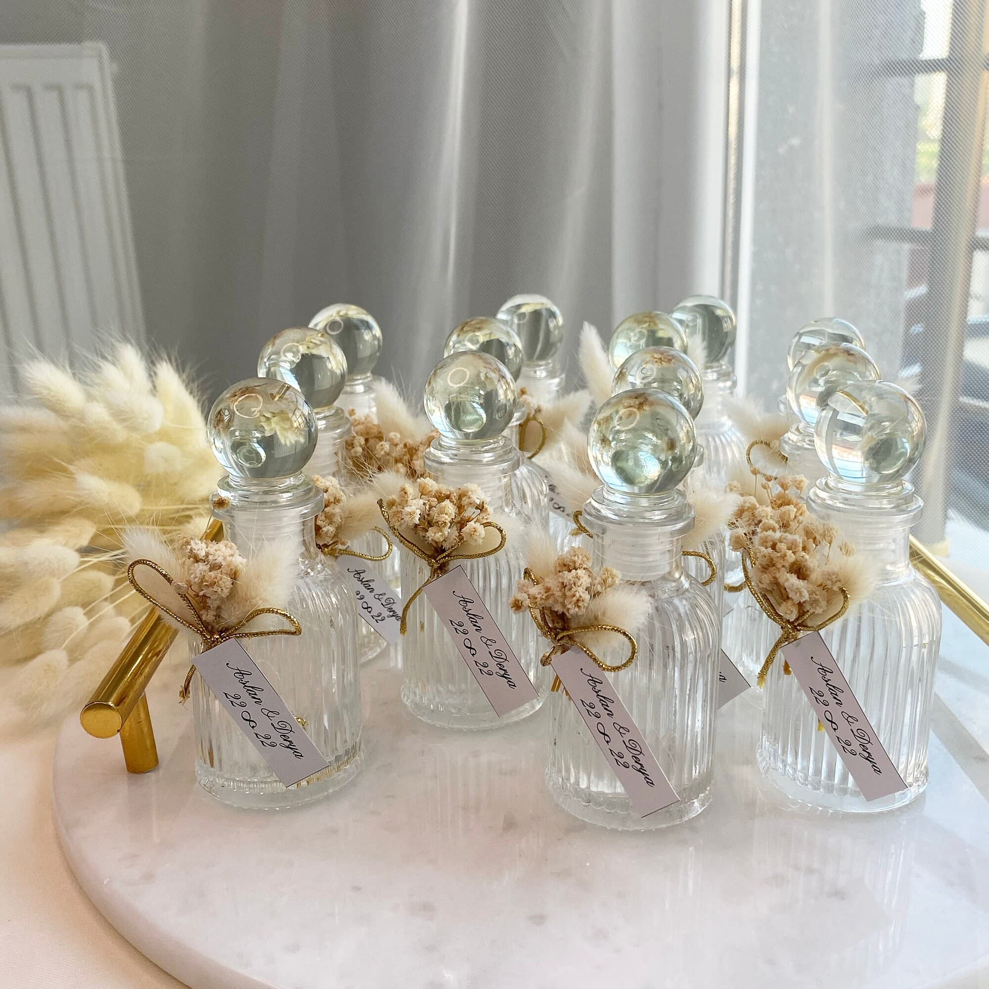 Personalized Cologne Bottle Favor: Handmade Glass with Dried Flowers - image 3