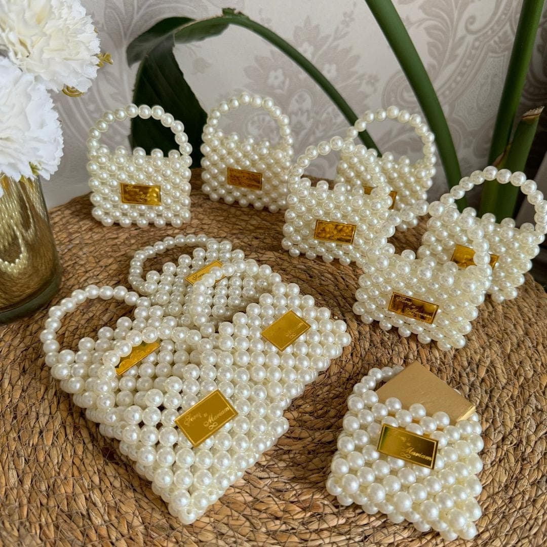 Handmade Miniature Pearl Favor Bag, Wedding Bridal Shower Gift - image 4