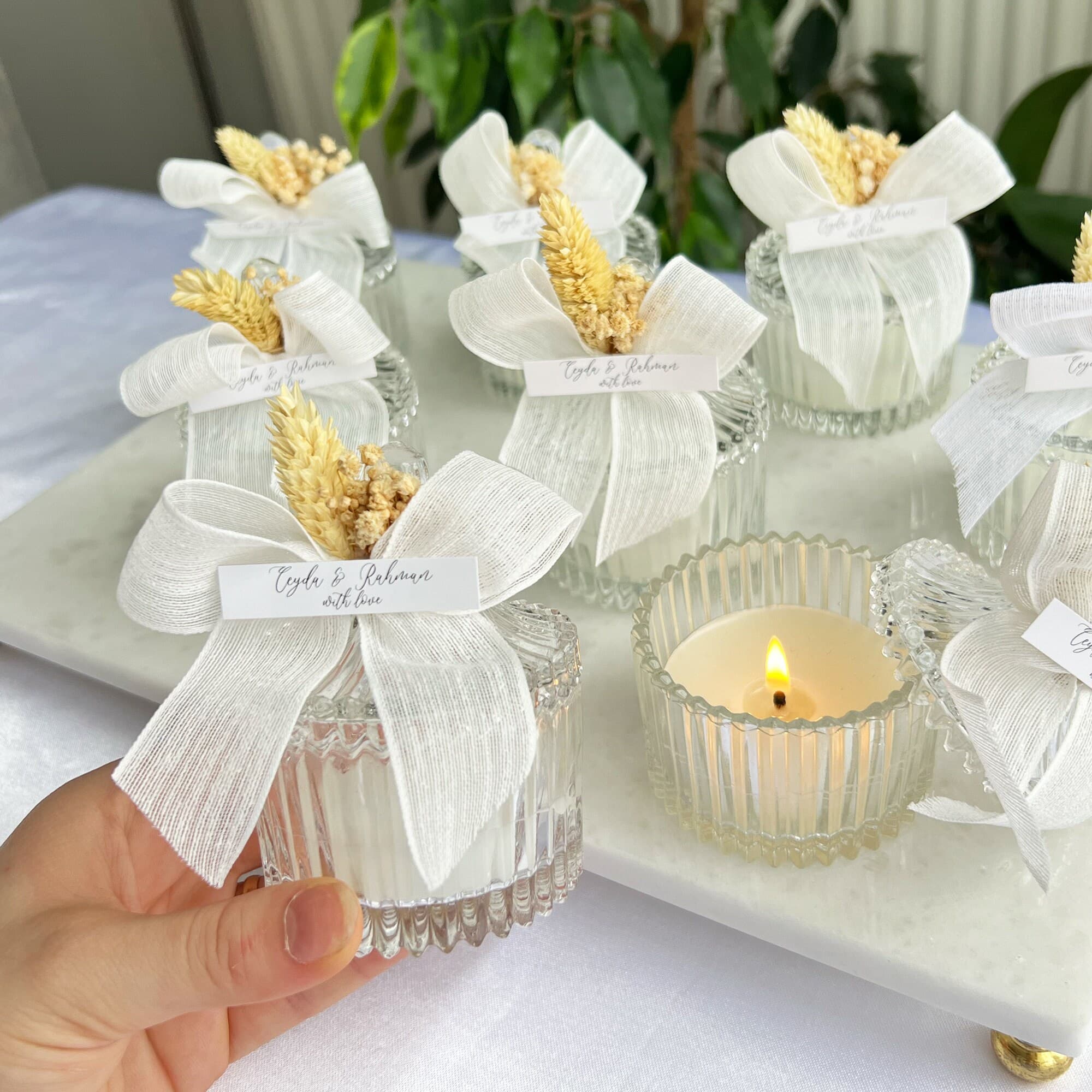 Personalized Glass Wedding Candle Favors, Elegant Bulk Gifts - image 3