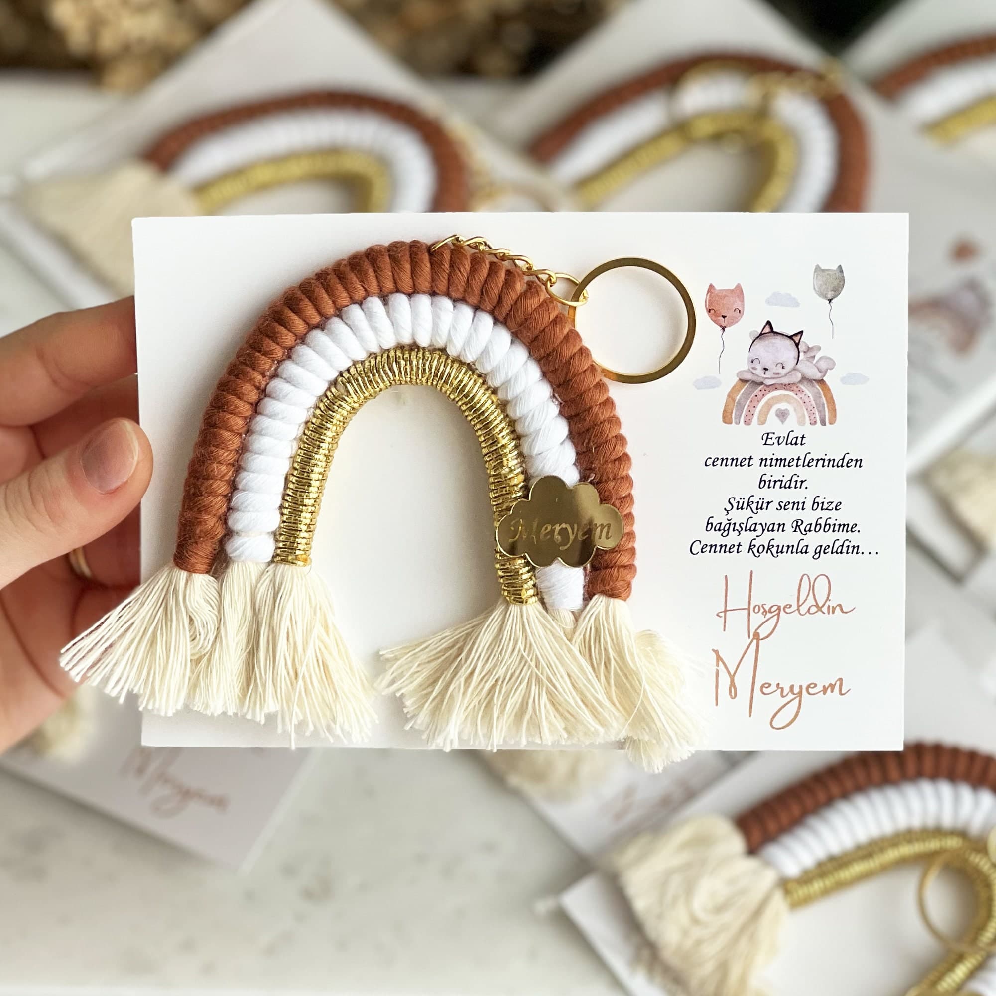 Personalized Macrame Rainbow Keychain, Custom Name Gift - image 5