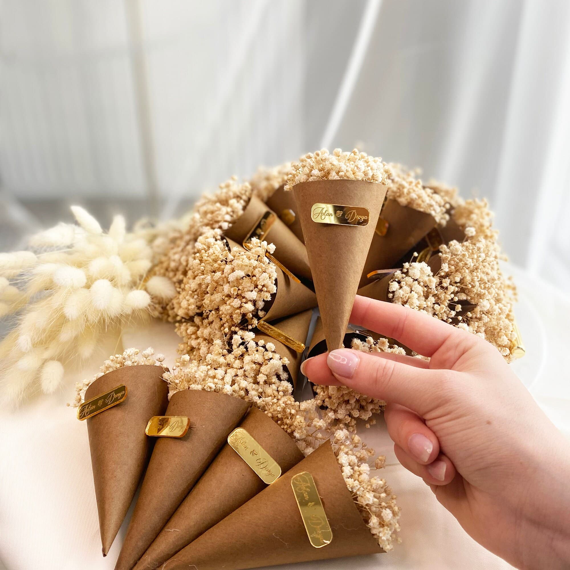 Personalized Magnet Favors: Rustic Dried Flower Bouquet, Wedding Baby Shower - image 5