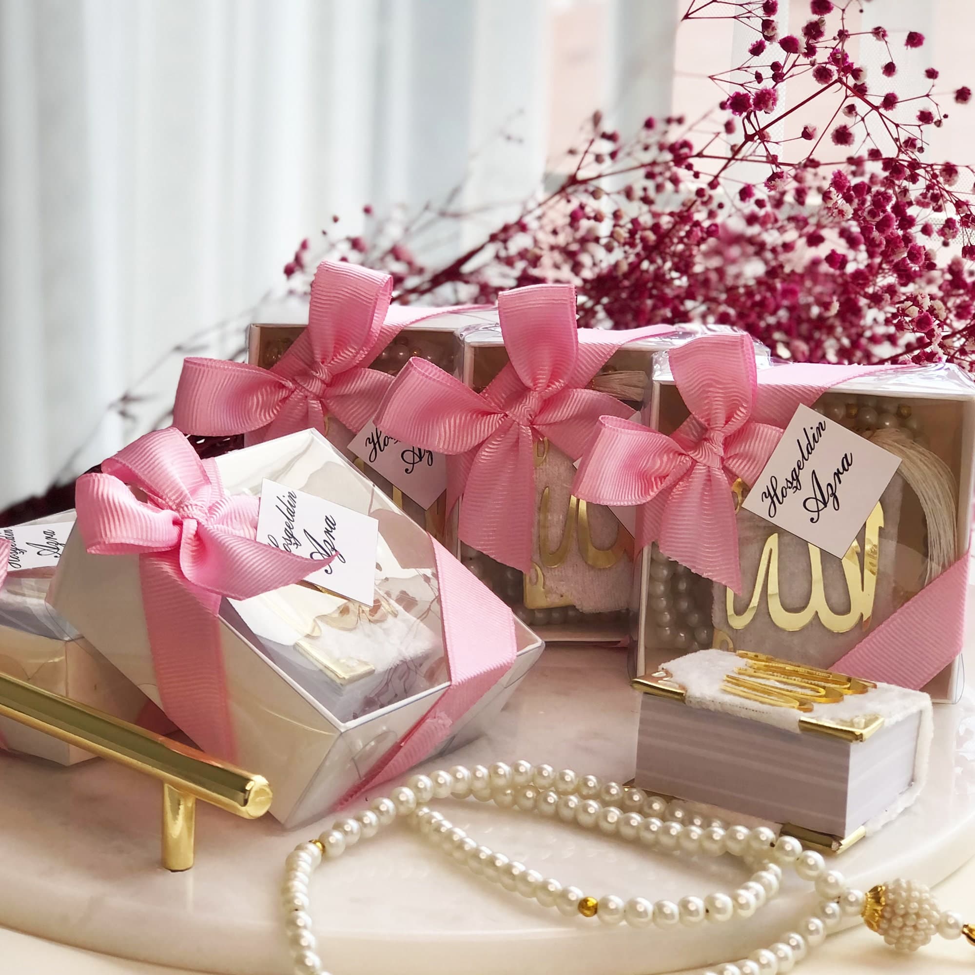 Velvet Mini Quran Gift Set: Fragrant Tasbeeh, Decorated Box, Muslim Favor - image 3