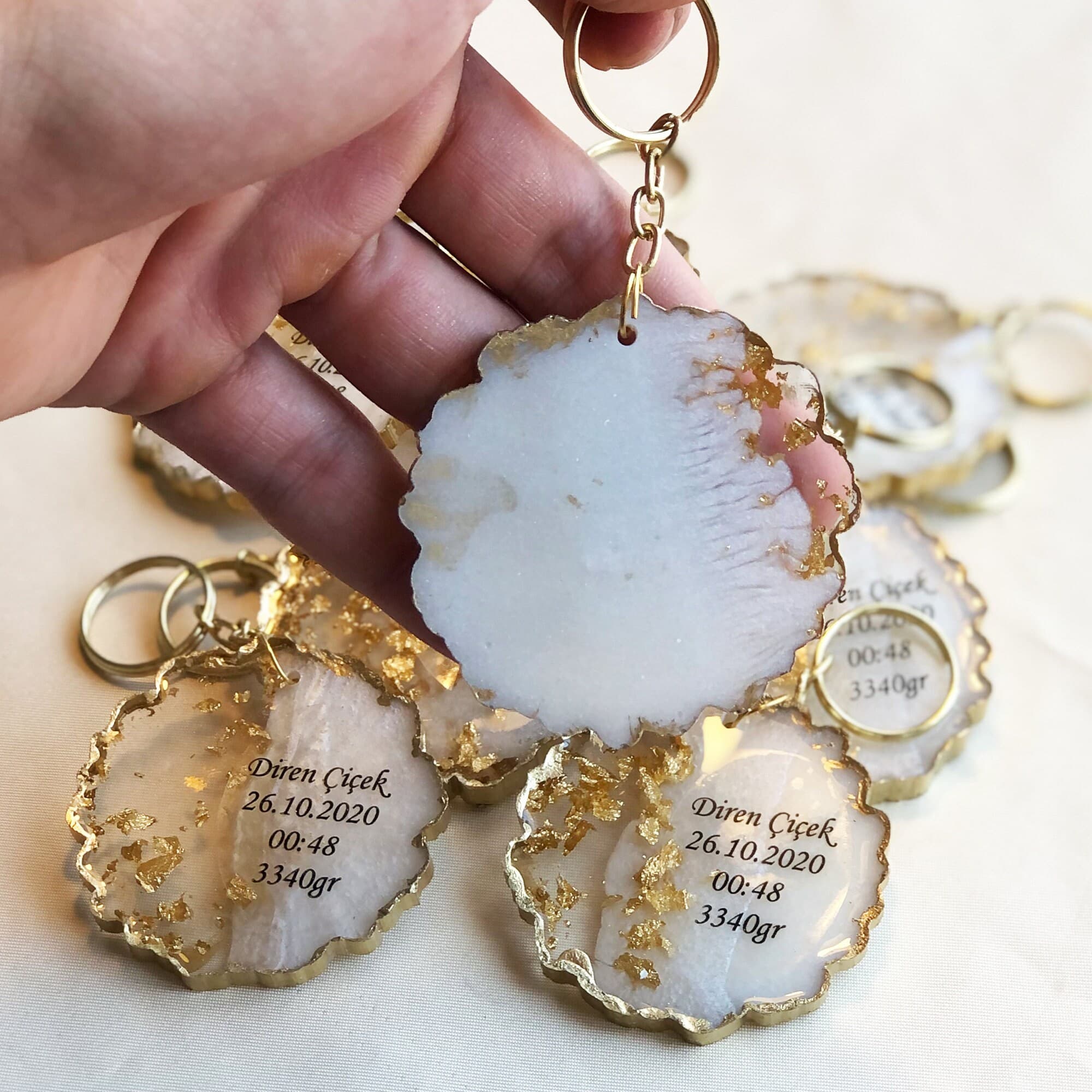 Personalized Epoxy Keychain: Baby Stats, Wedding Favor - image 5