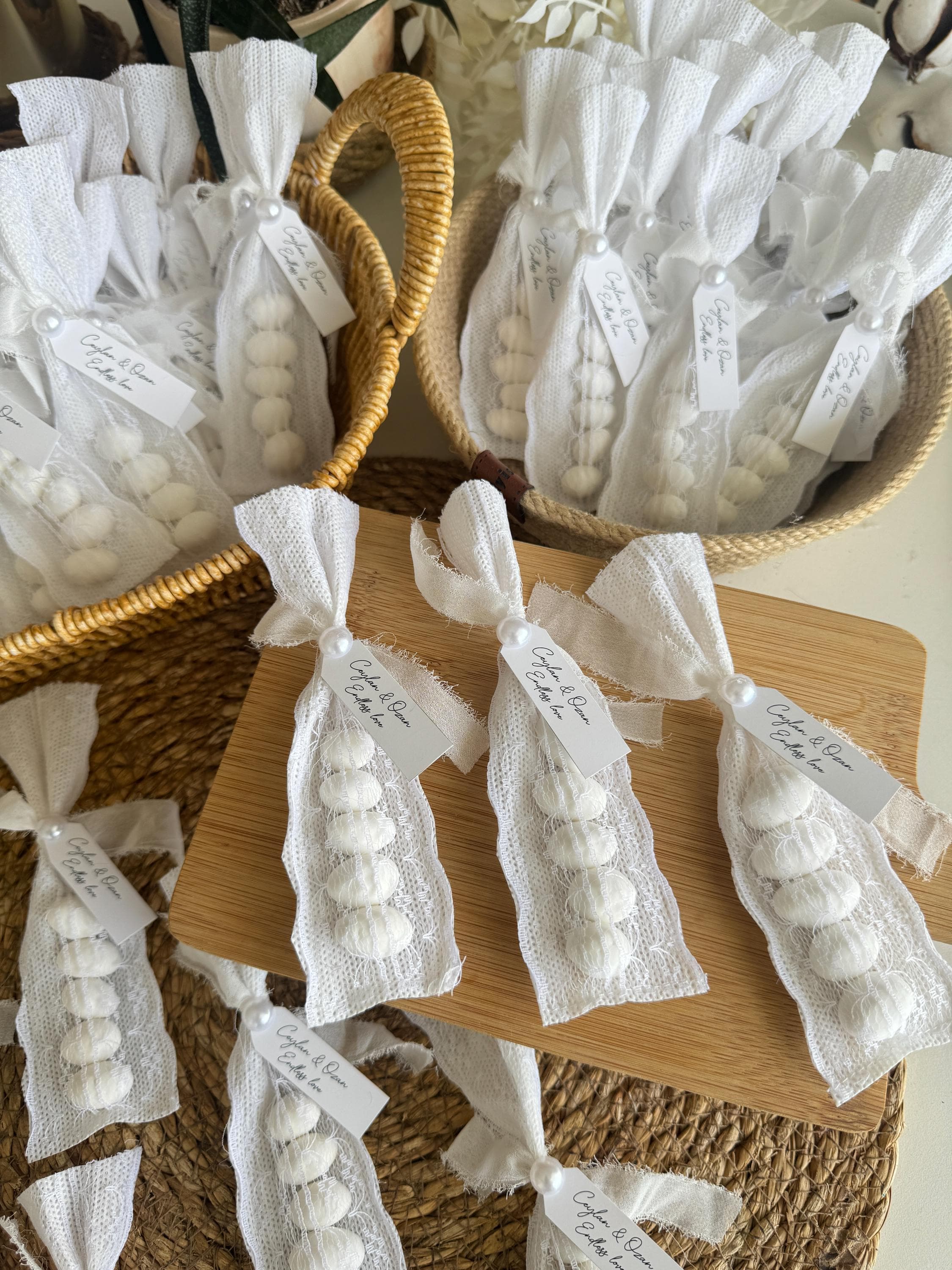 Lace Pouch Almond Candy Wedding Favors, Baby Shower, Eid Gifts, Personalized Tags - image 3