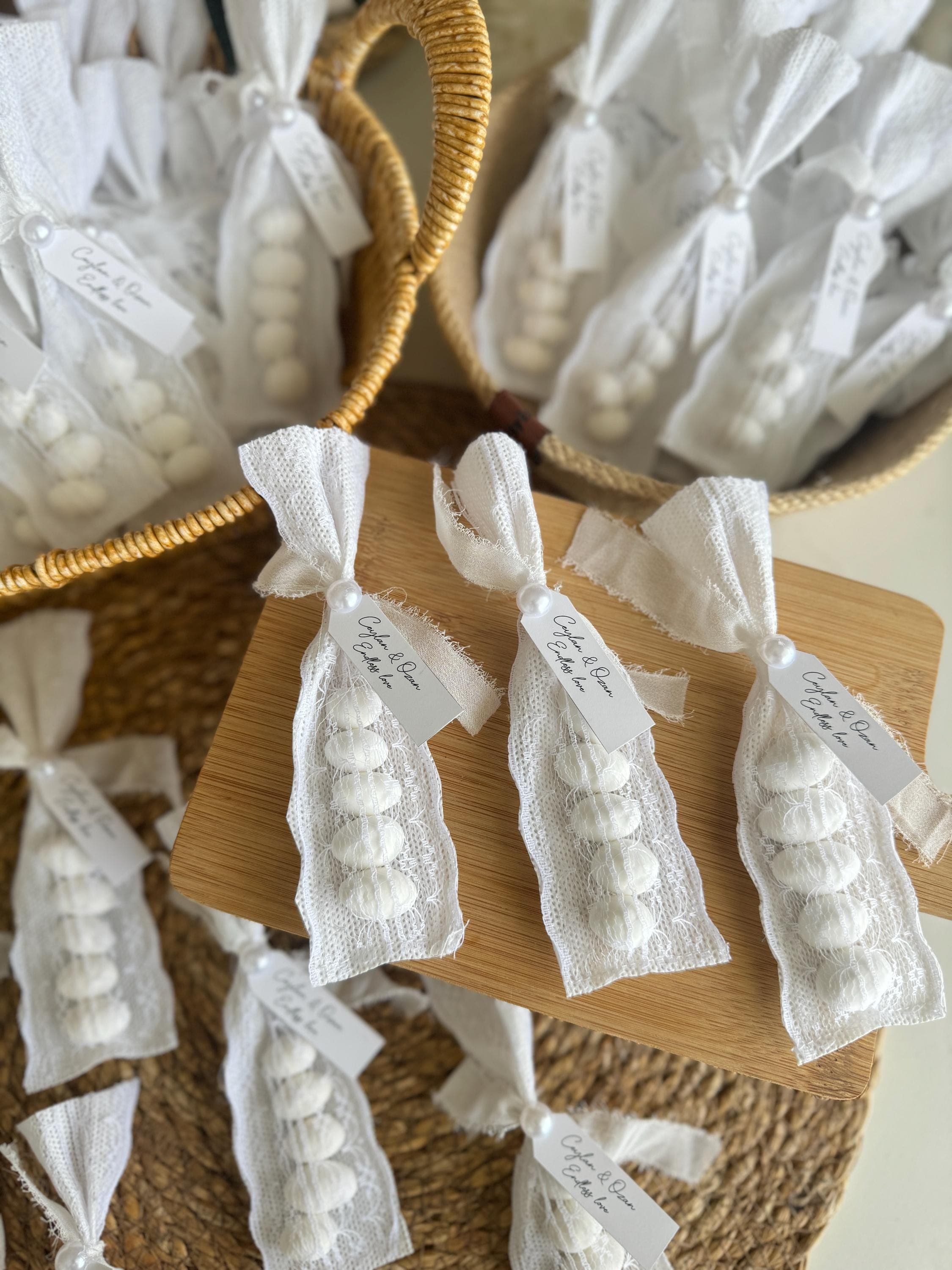 Lace Pouch Almond Candy Wedding Favors, Baby Shower, Eid Gifts, Personalized Tags - image 5