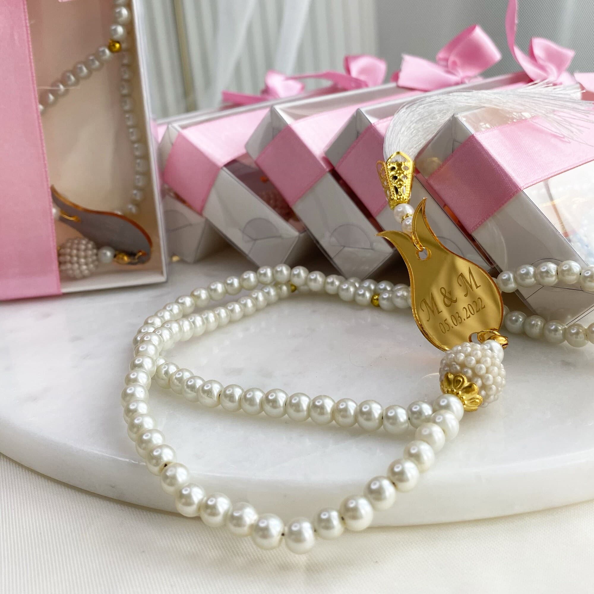 Personalized Pearl Rosary Favors | Muslim Wedding, Baby Shower - image 5