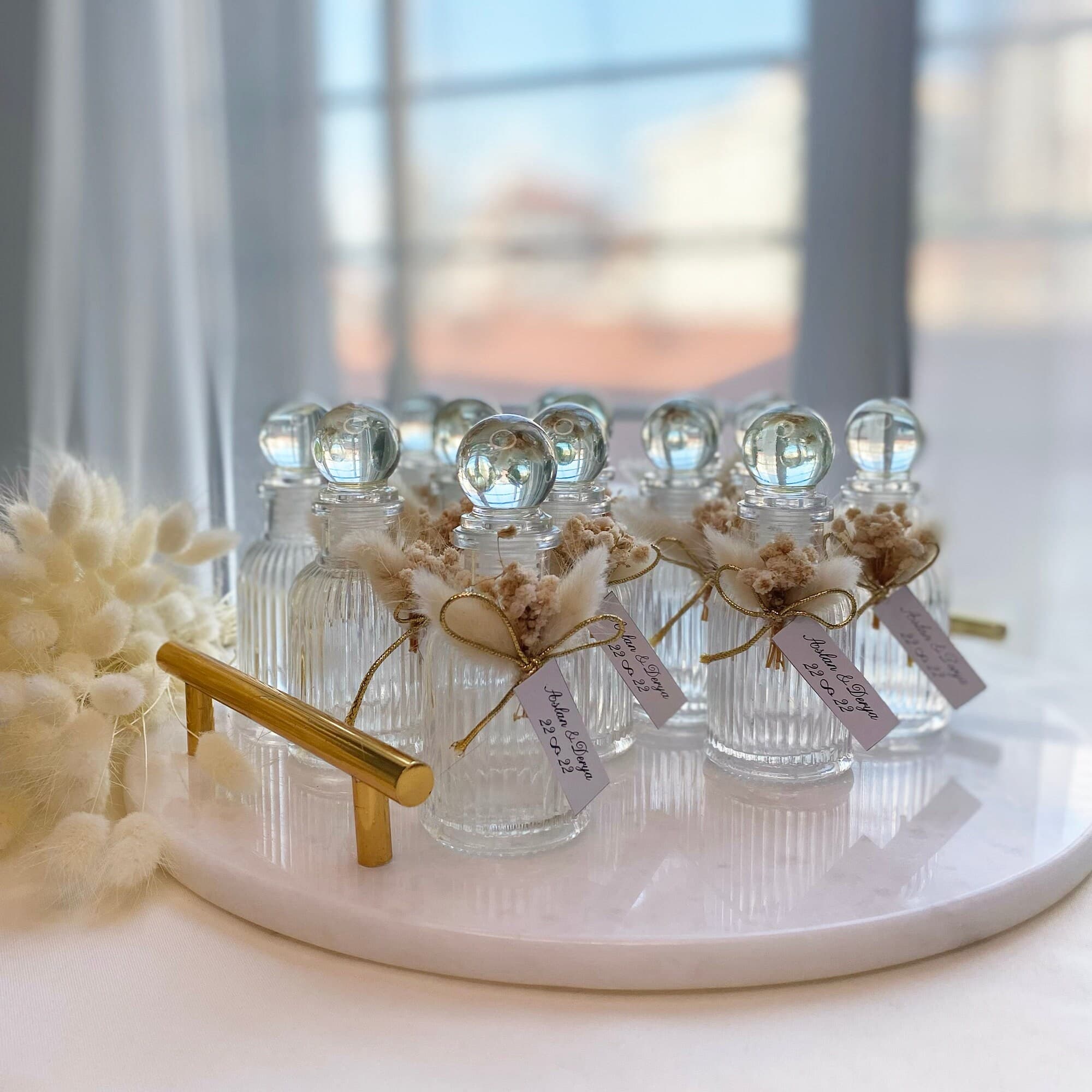 Personalized Glass Perfume Bottle Wedding Favor, Dried Flower Guest Gift - image 2